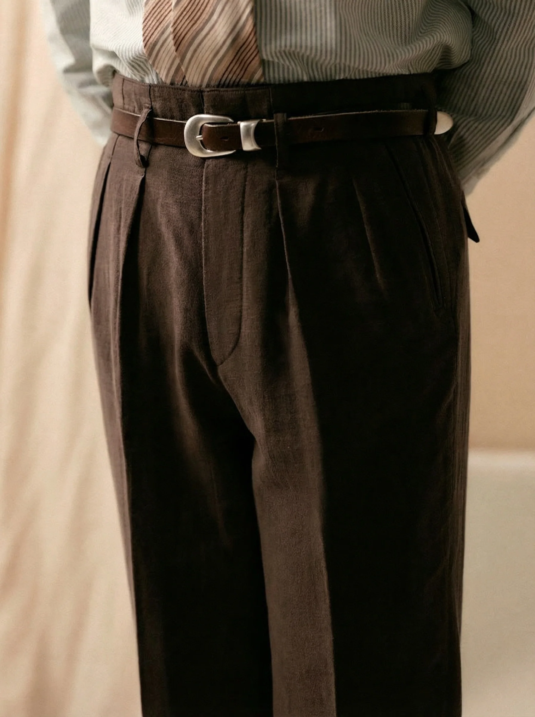 Ramie Tencel High-Waist Trousers - Image 3