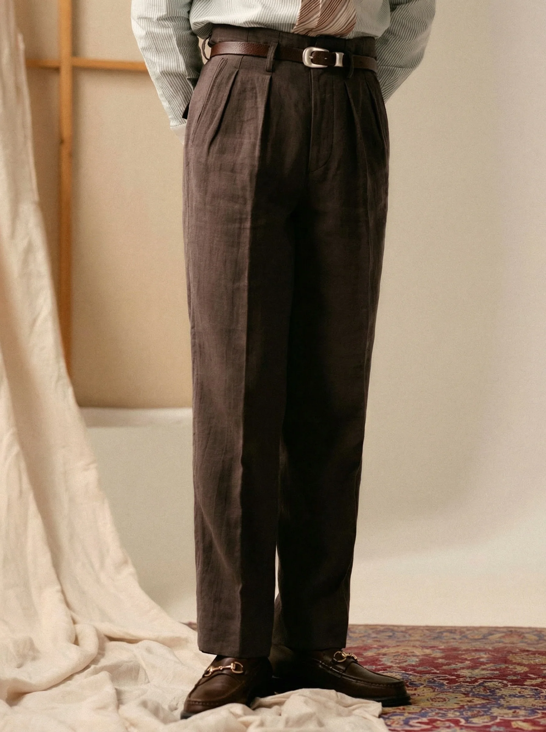 Ramie Tencel High-Waist Trousers - Image 4