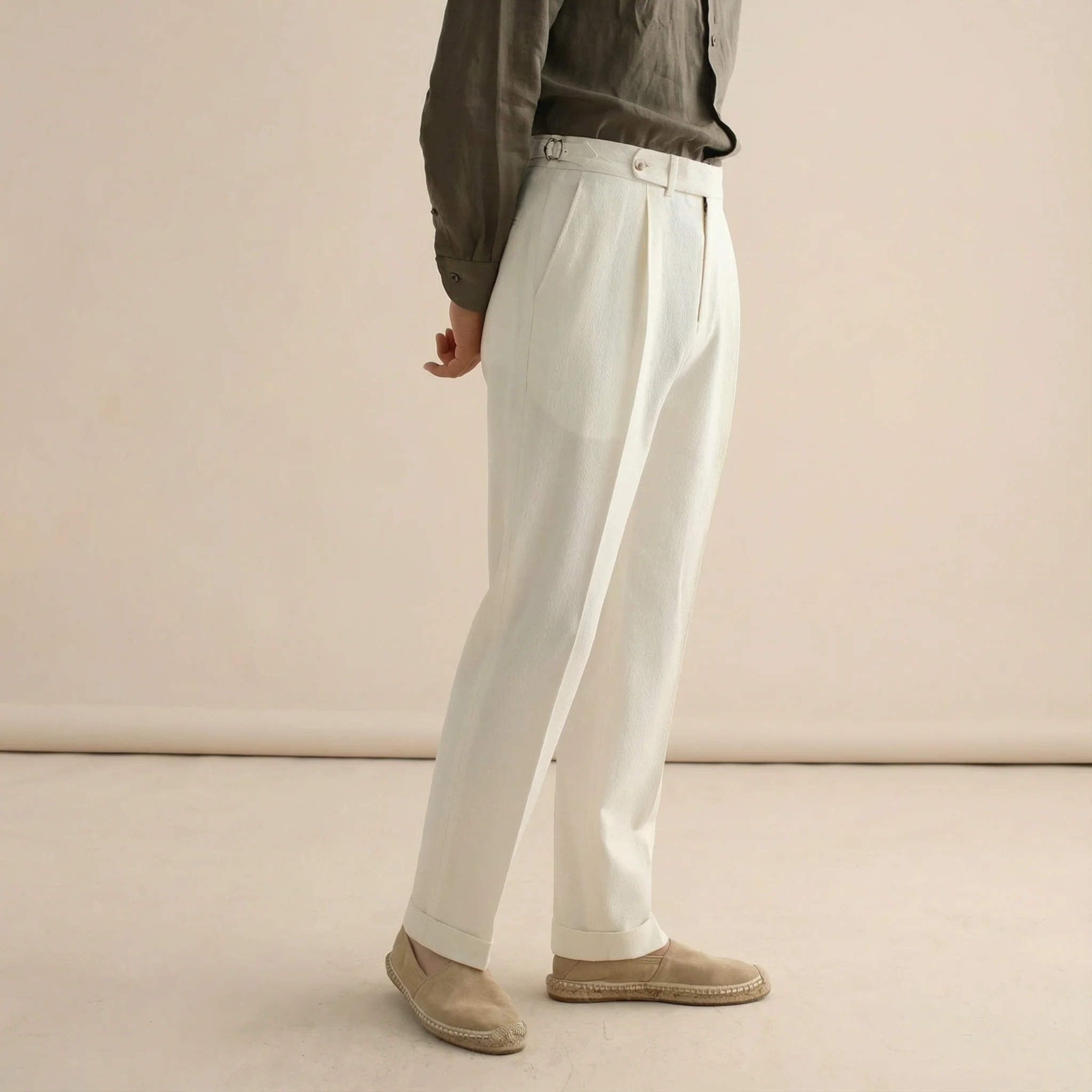 Rayon Blend High-Waisted Tailored Trousers - Image 3