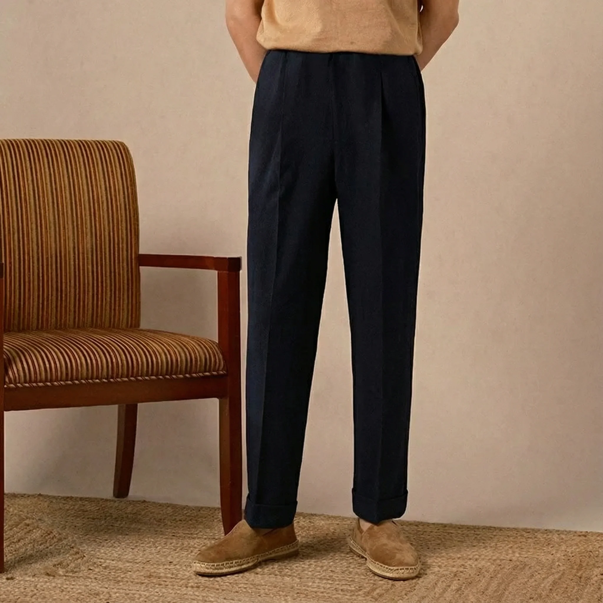 Rayon Blend High-Waisted Tailored Trousers - Image 7