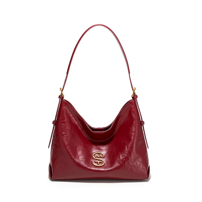Red Leather Top-Handle Bag