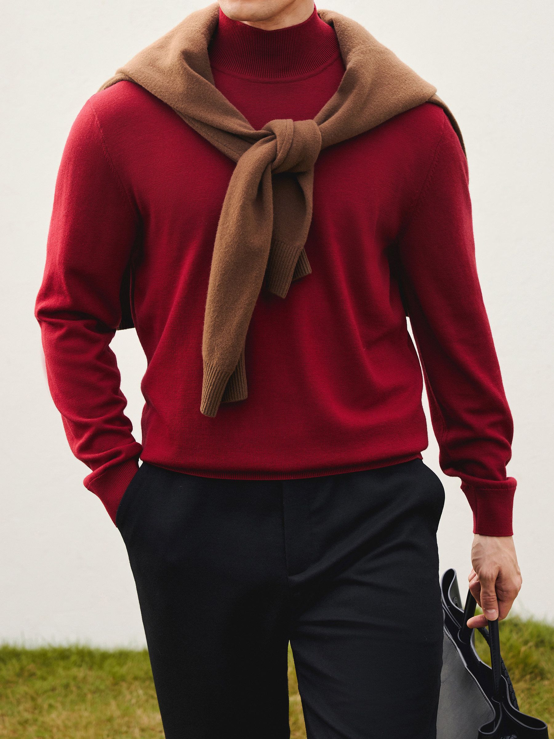 Red Merino Mockneck Sweater - Image 3