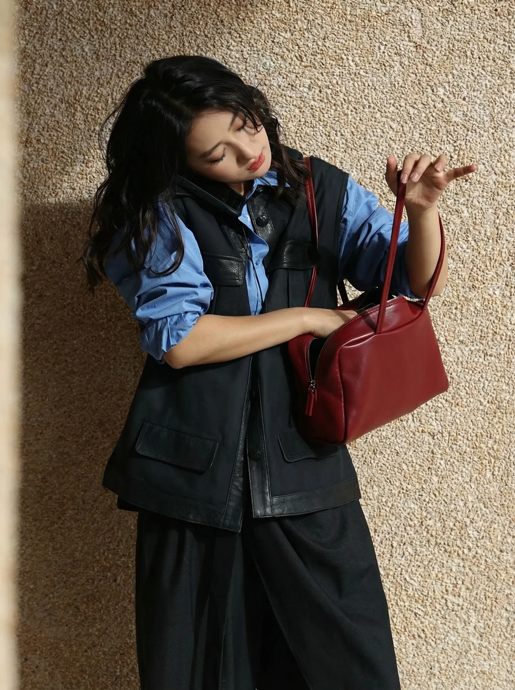 Red Sheepskin Bowling Bag - Image 3