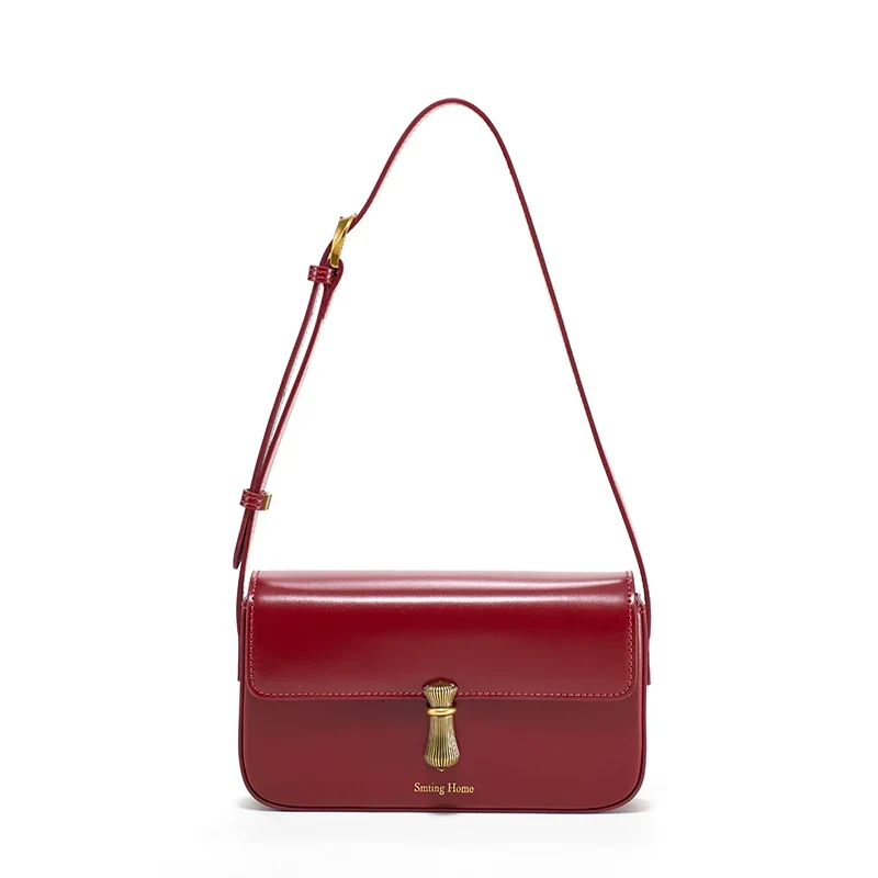 Red Small Square Leather Bag