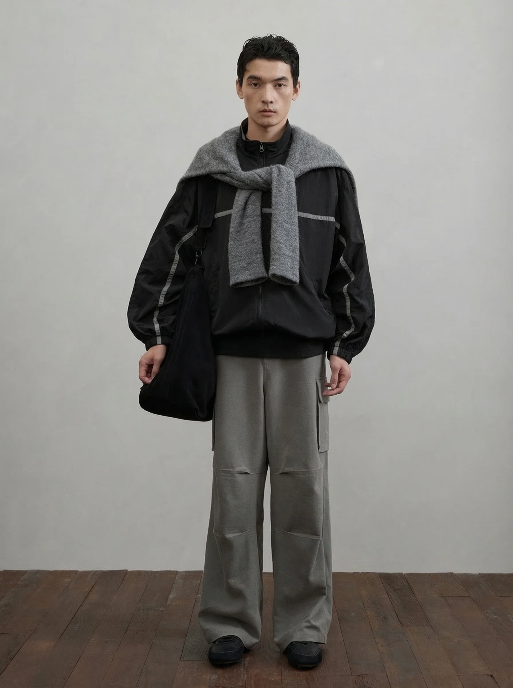 Reflective Stripe Stand-Collar Windbreaker - Image 2
