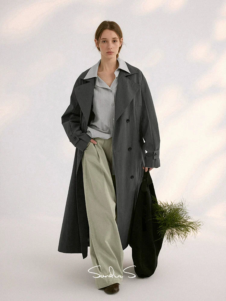 Relaxed Double-Breasted Trench Coat