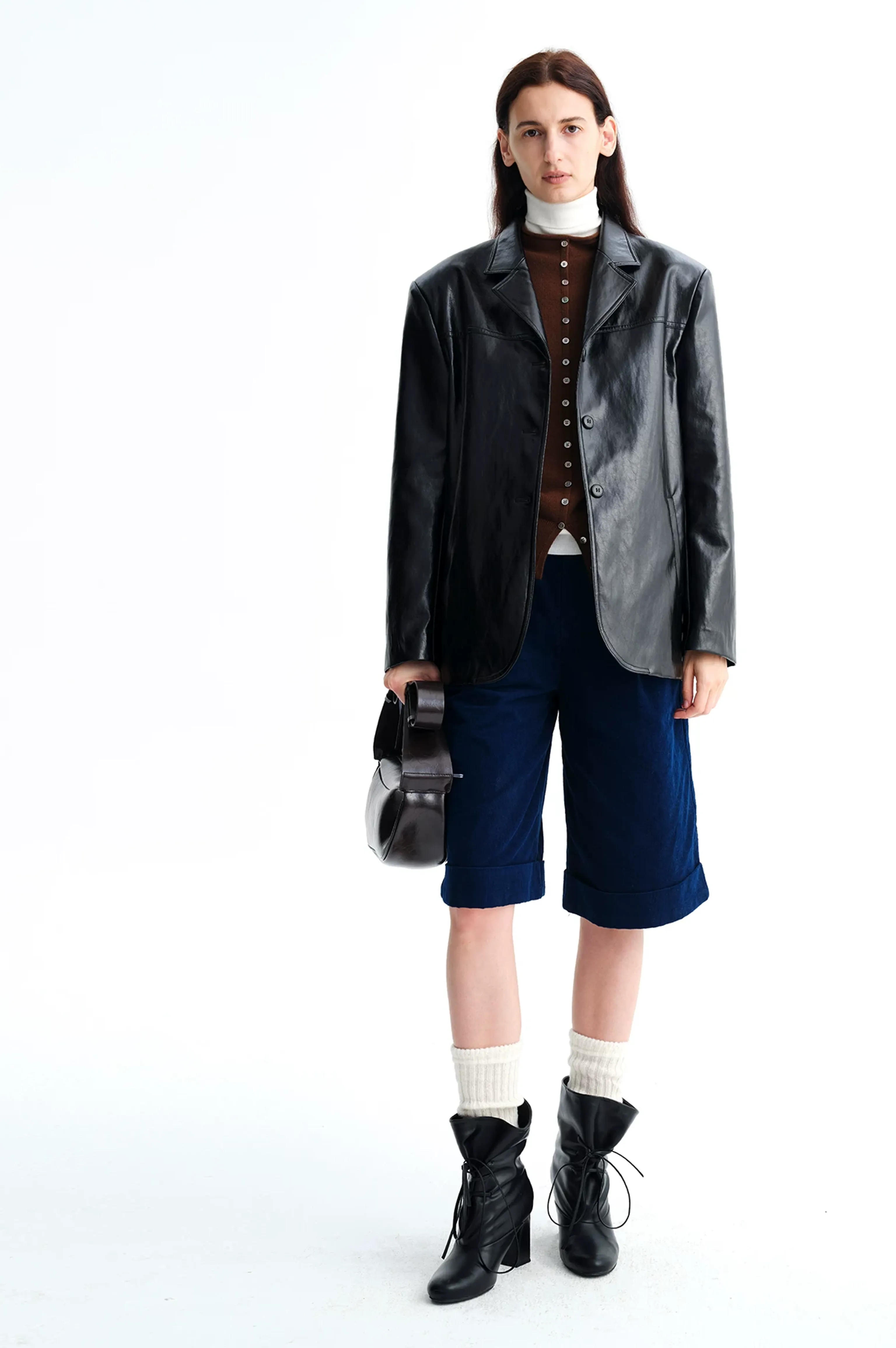 Relaxed Faux Leather Blazer - Image 3