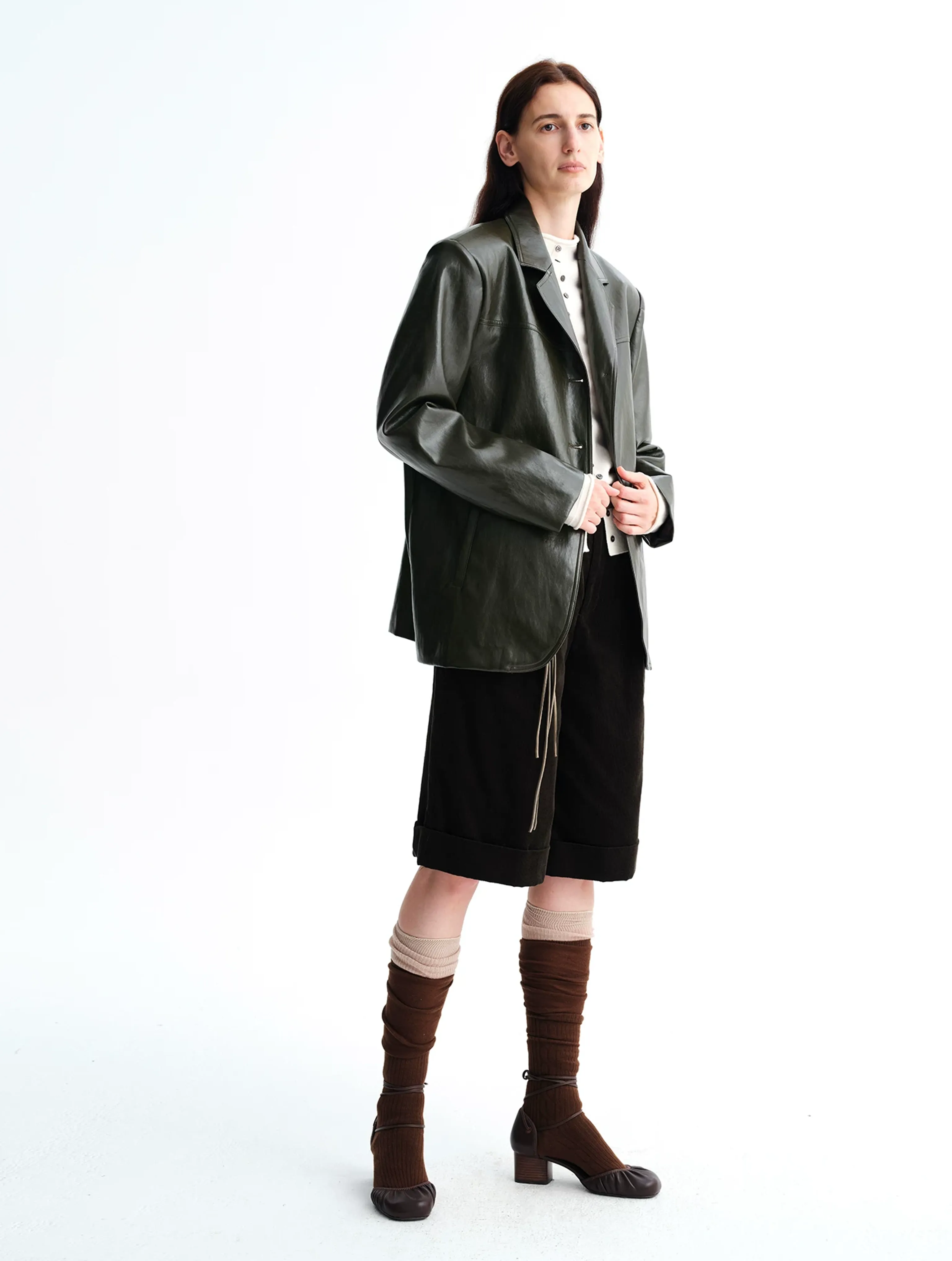Relaxed Faux Leather Blazer - Image 4