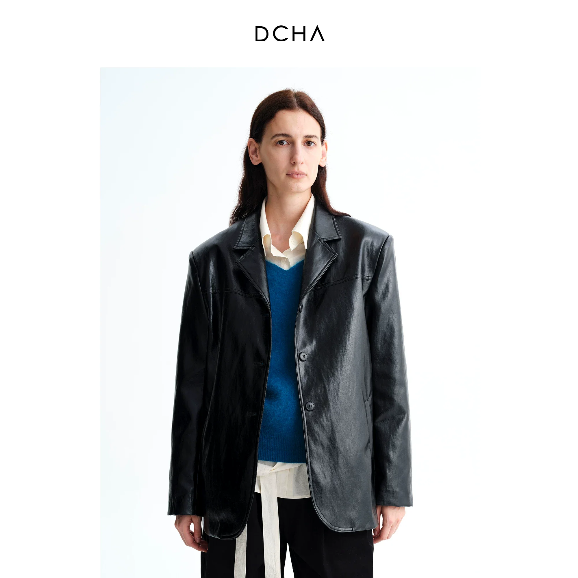Relaxed Faux Leather Blazer - Image 6
