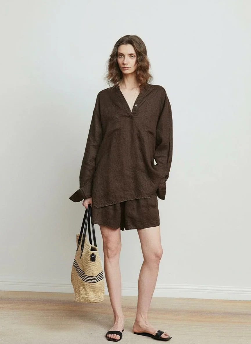 Relaxed Linen Shirt & Shorts Set