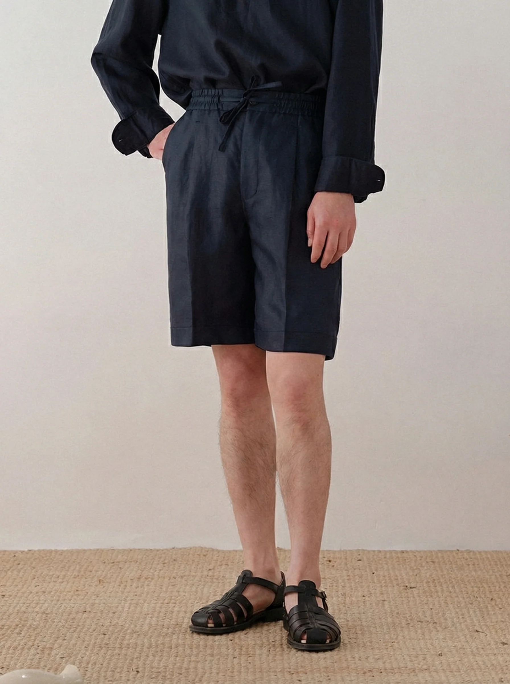 Relaxed Linen Tencel Drawstring Shorts