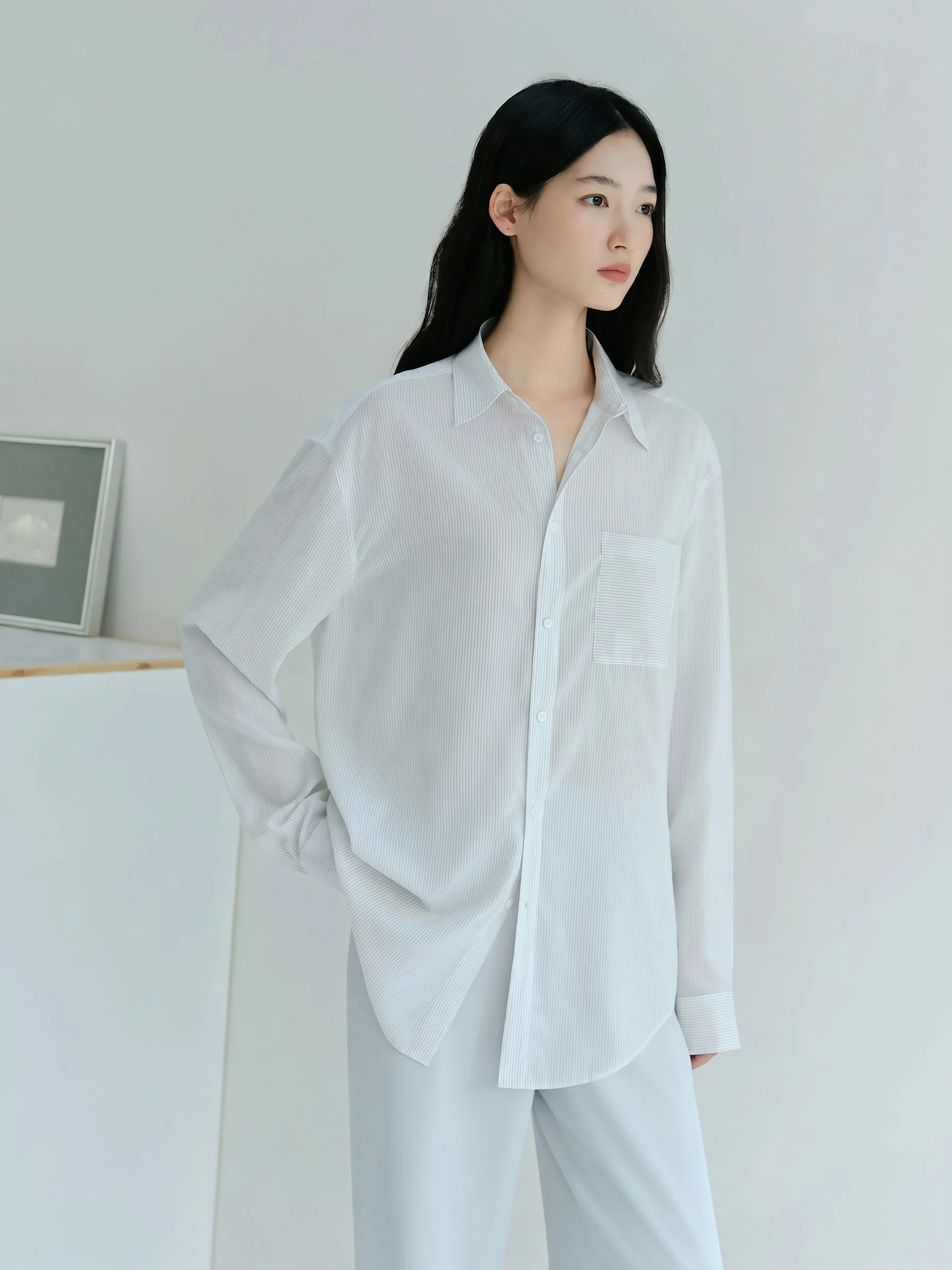 Relaxed Pinstripe Shirt - Image 4