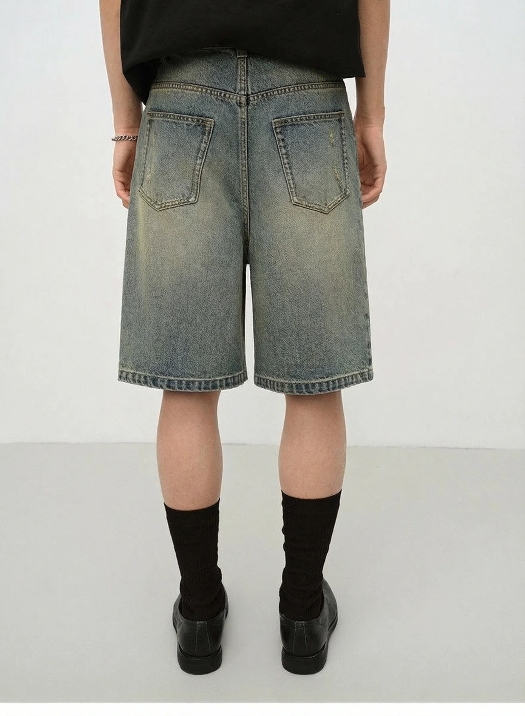 Relaxed Straight Denim Bermuda Shorts - Image 4