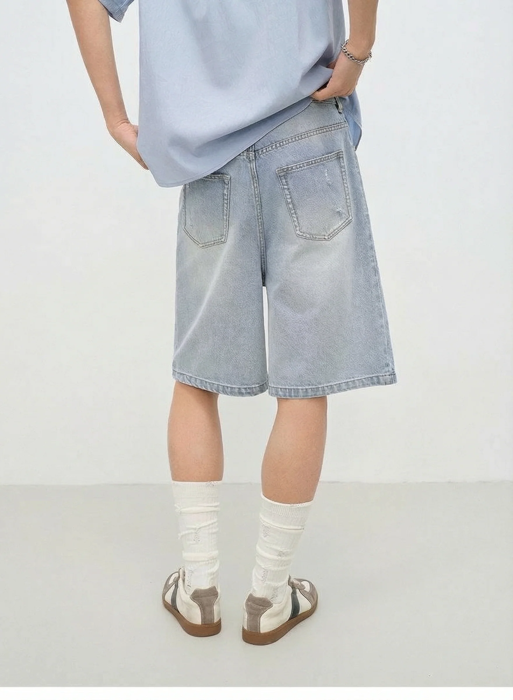 Relaxed Straight Denim Bermuda Shorts - Image 5