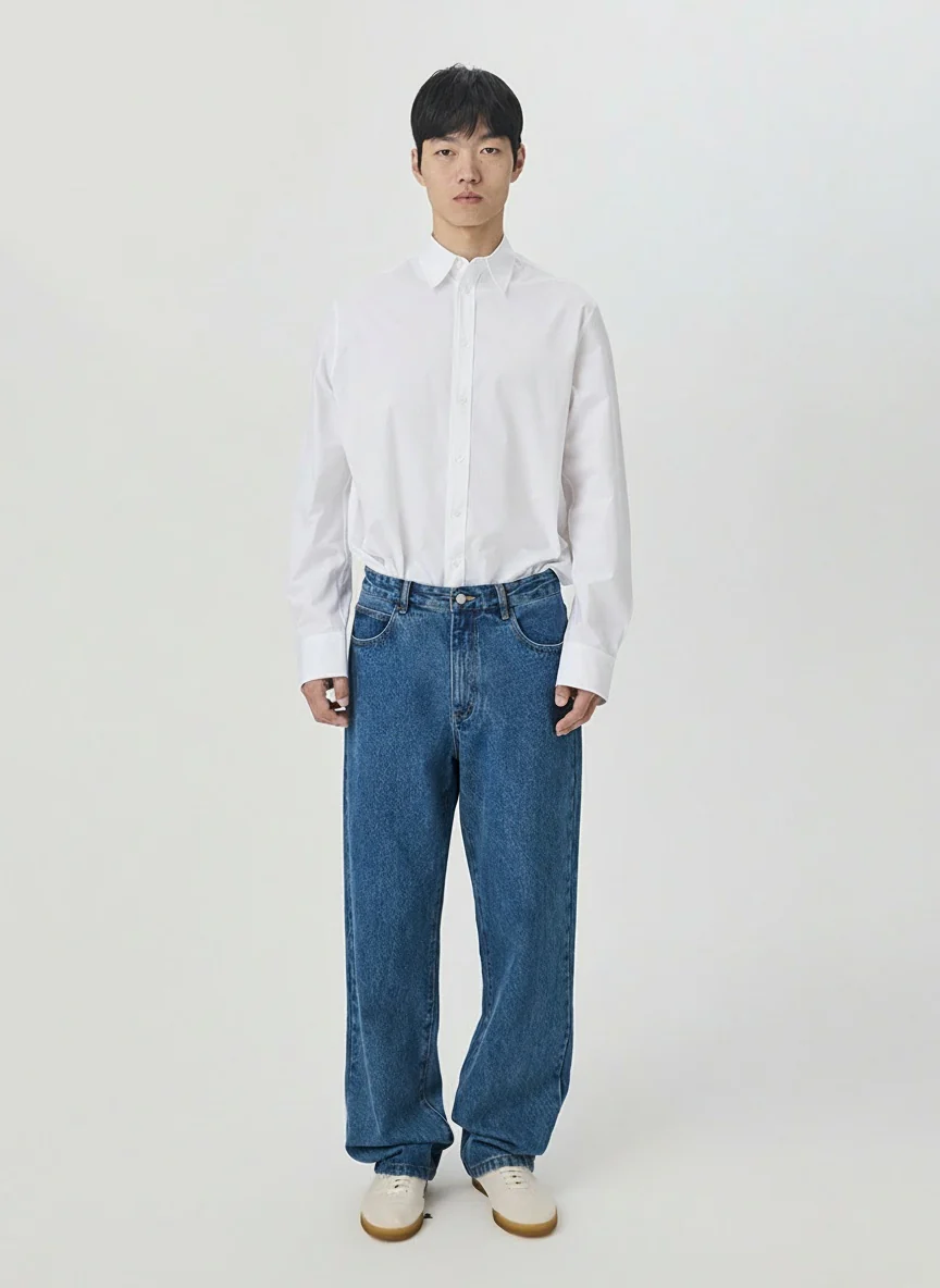 Relaxed Straight Denim Jeans
