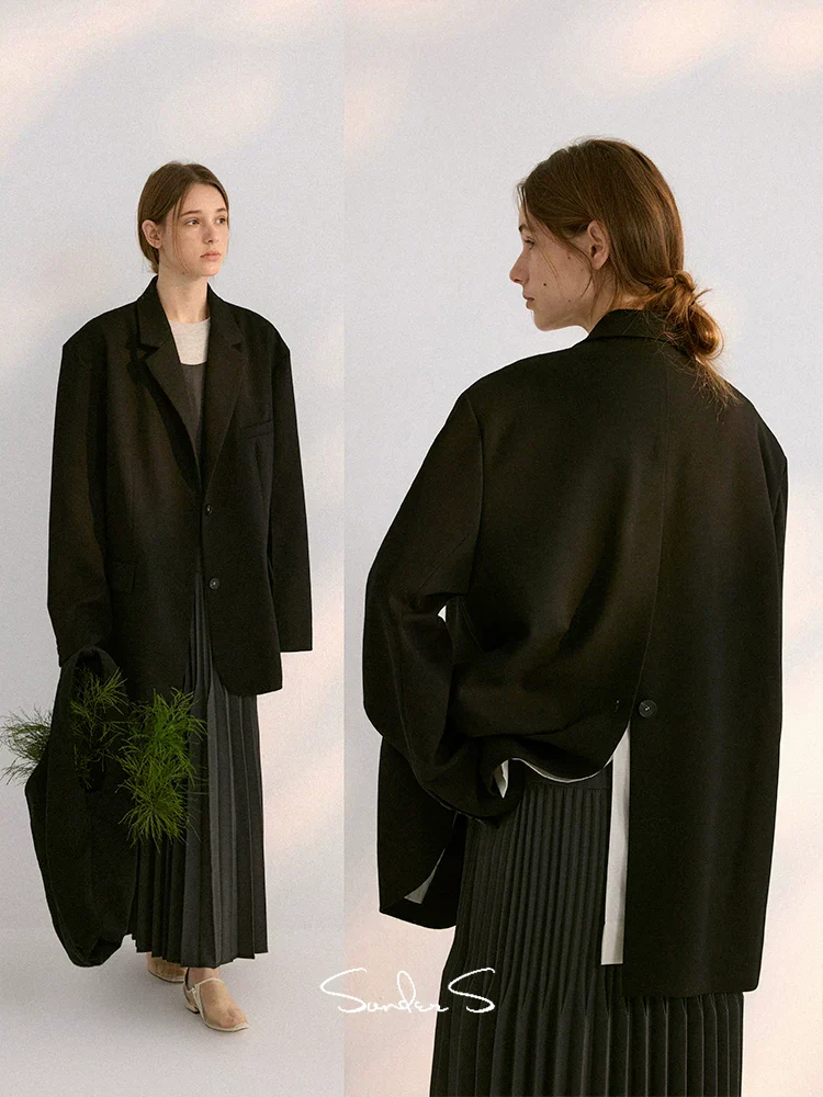 Relaxed T-Shape Tencel Wool Blazer - Image 4