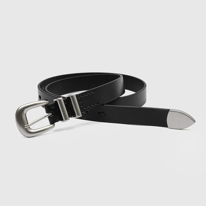 Retro Distressed Cowhide Belt - Image 5