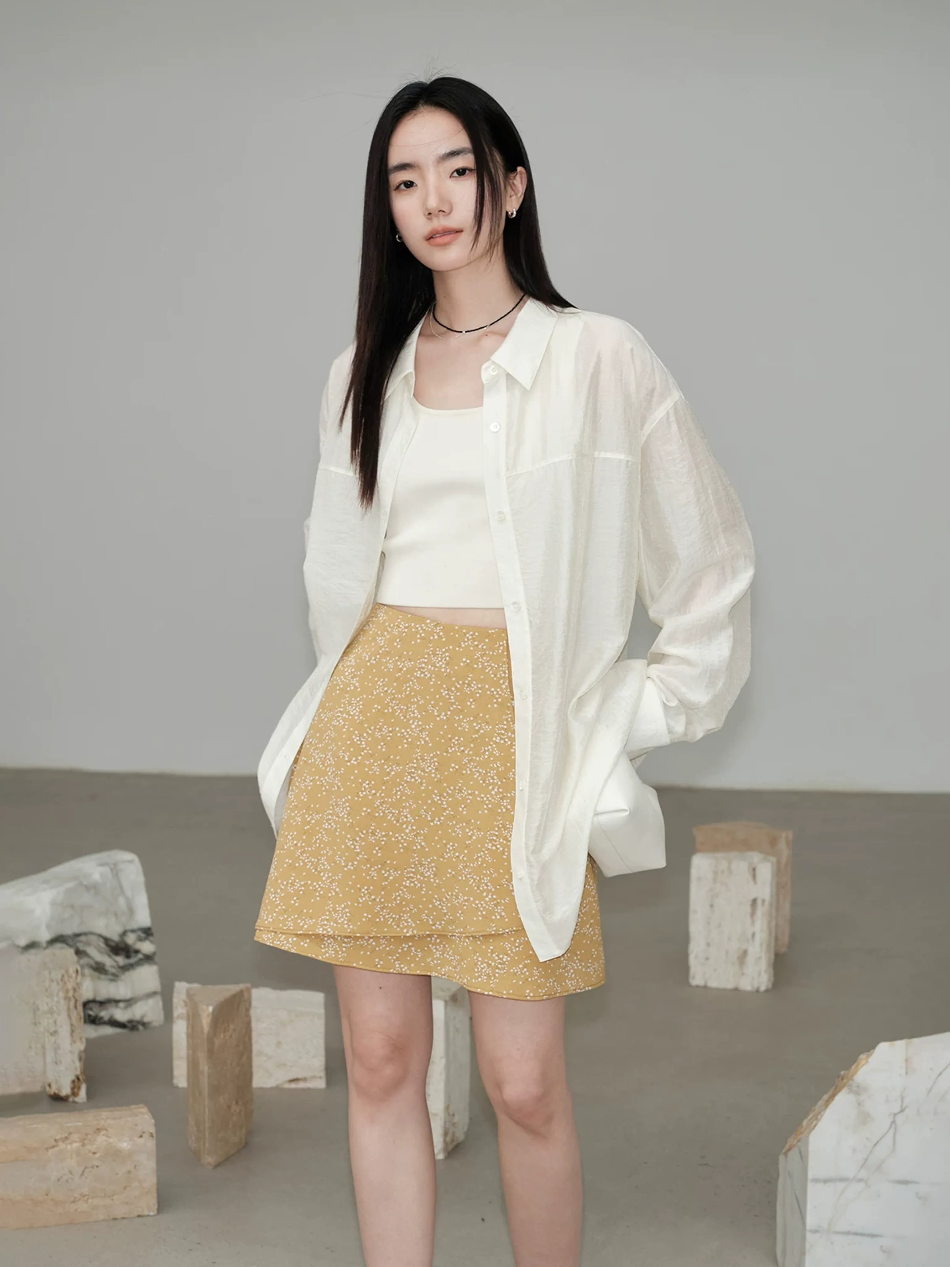 Retro Floral Asymmetric Skirt - Image 4