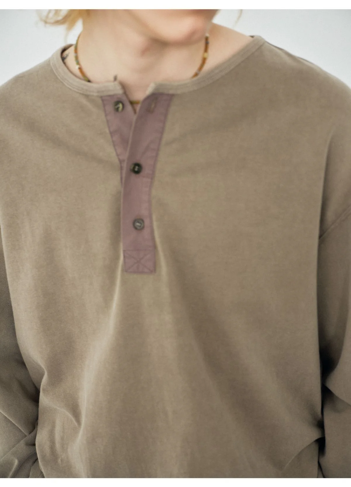 Retro Gray Henley Long-Sleeve Shirt - Image 5