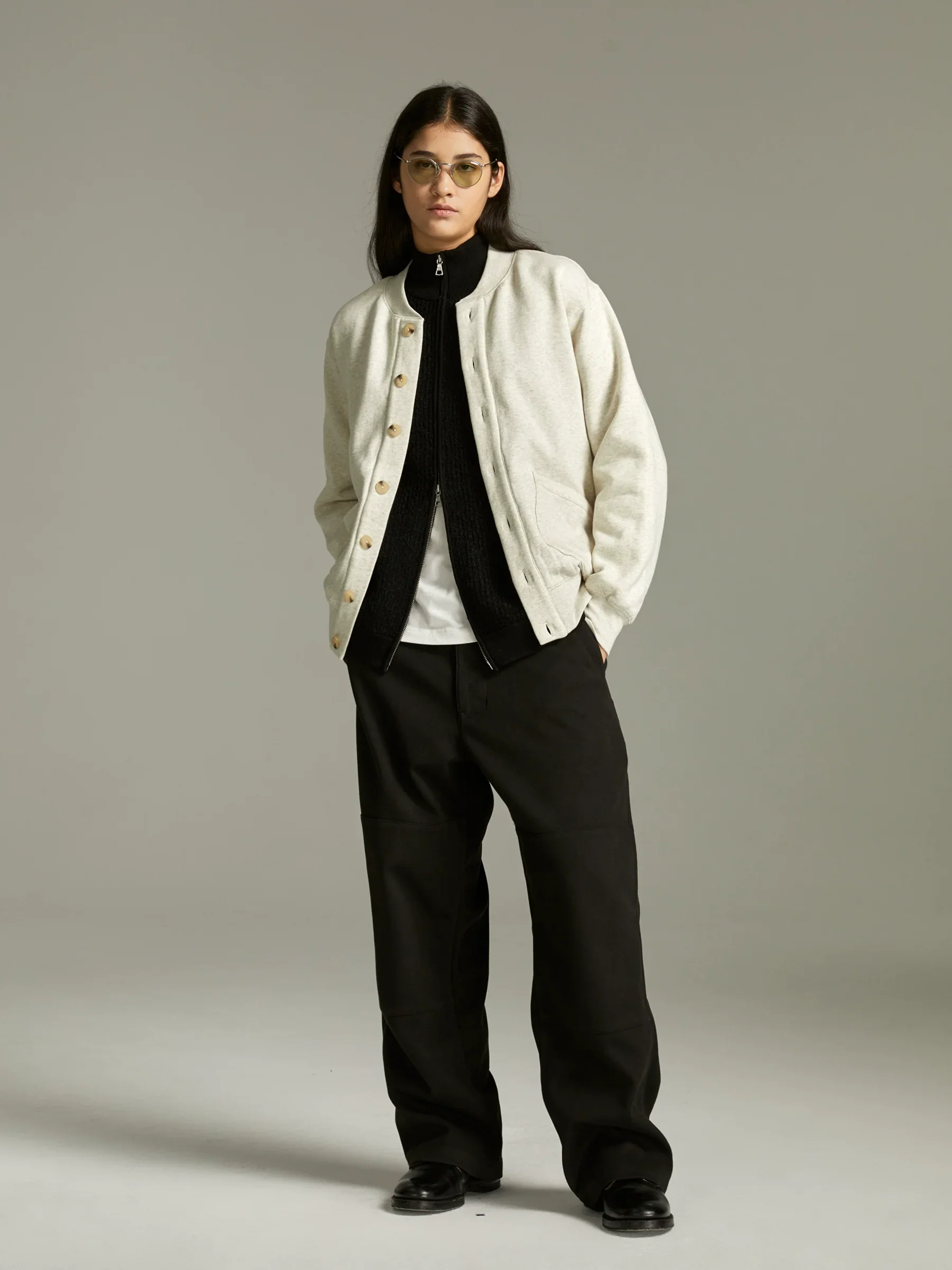 Retro Grey Fleece Cardigan - Image 2
