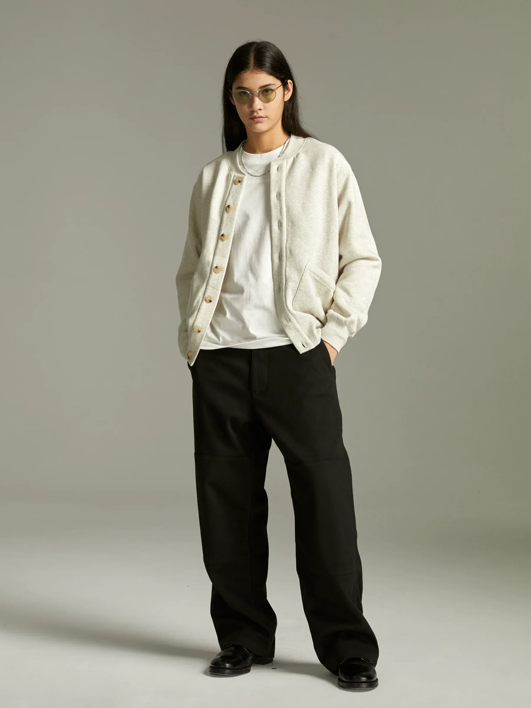 Retro Grey Fleece Cardigan - Image 3
