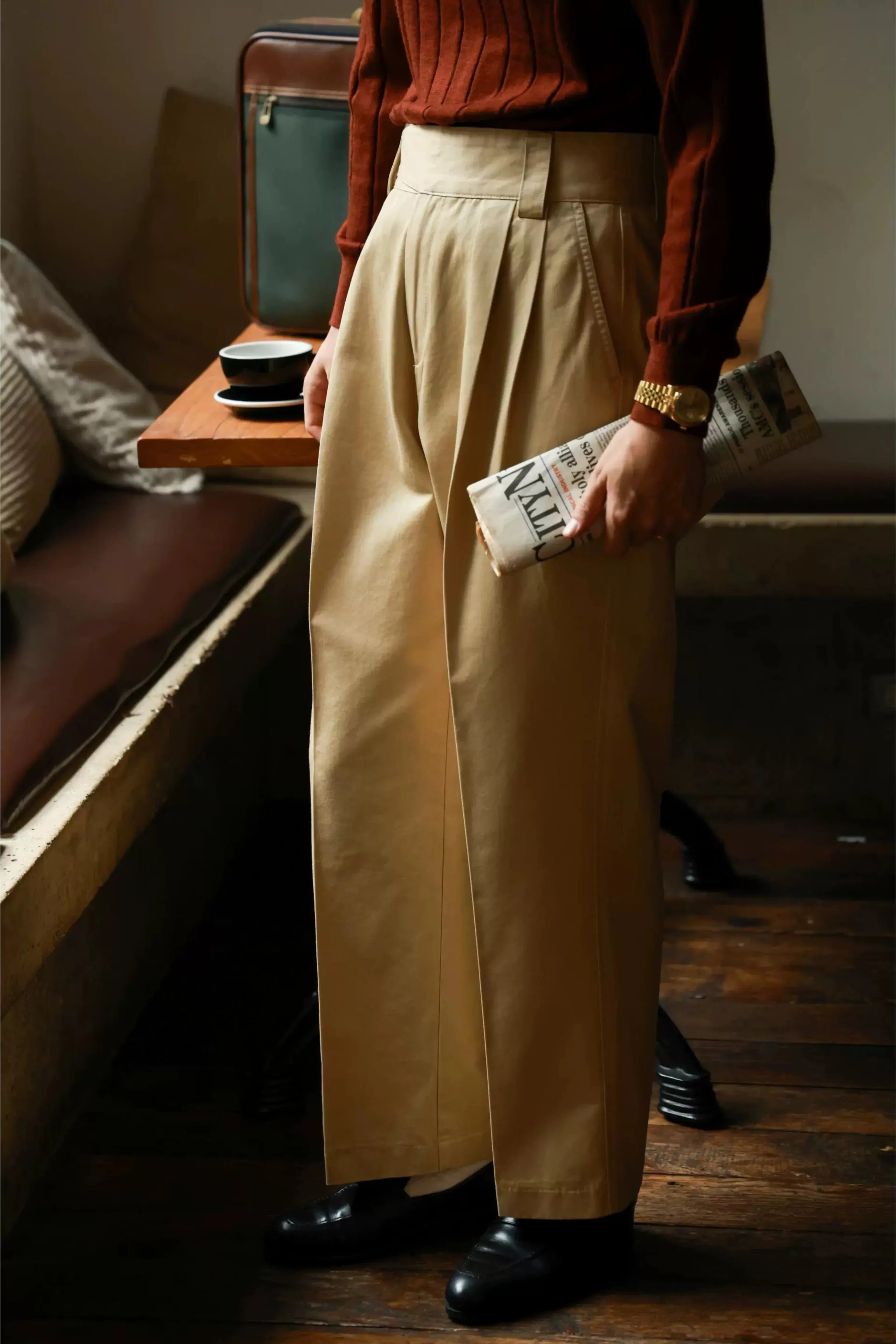 Retro High-Waist Wide-Leg Trousers