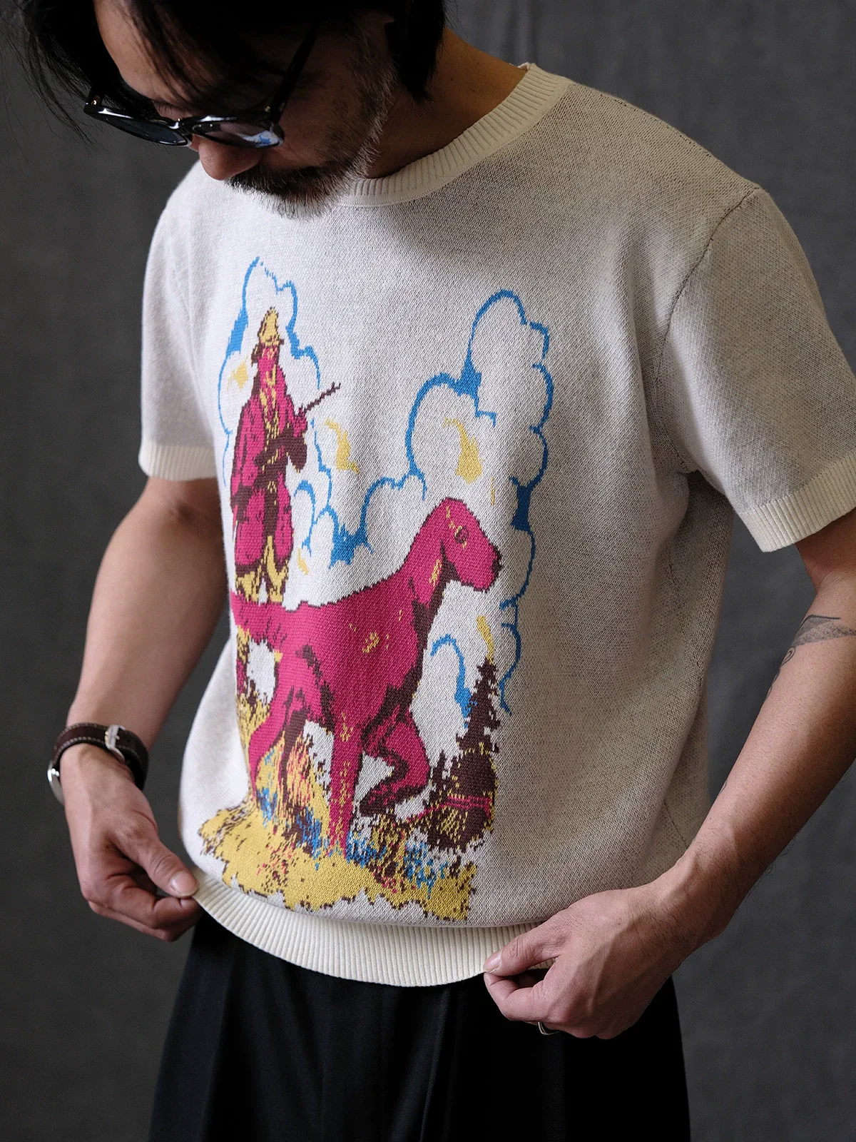 Retro Jacquard Short-Sleeve Knit - Image 2