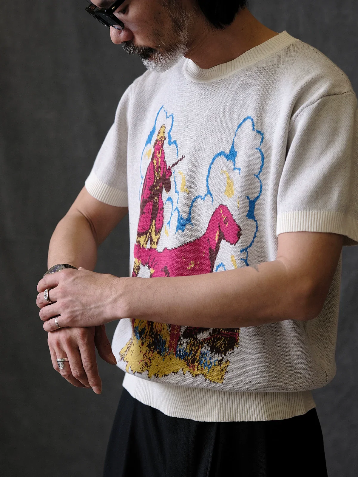 Retro Jacquard Short-Sleeve Knit - Image 3