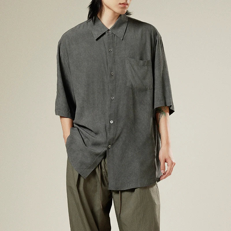Retro Japanese Bamboo Fiber Short-Sleeve Shirt - Image 5