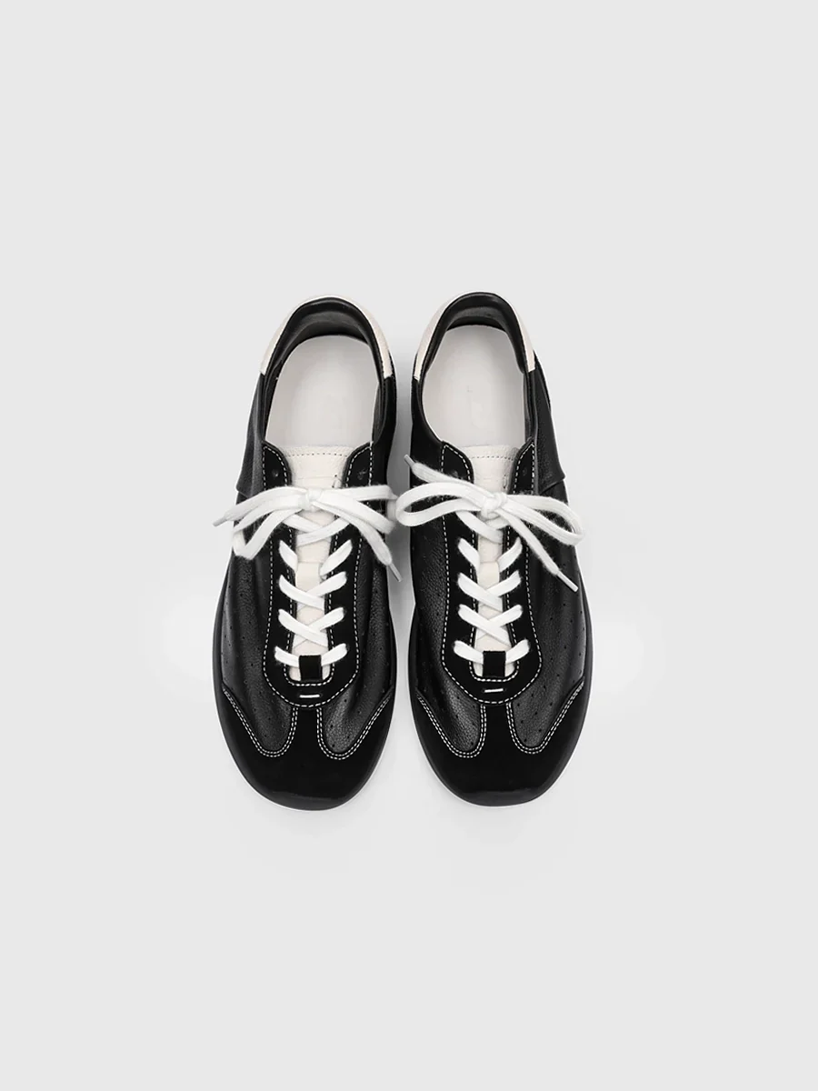 Retro Leather Lace-up Sneakers - Image 3