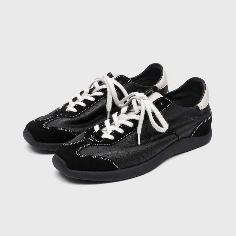 Retro Leather Lace-up Sneakers - Image 5