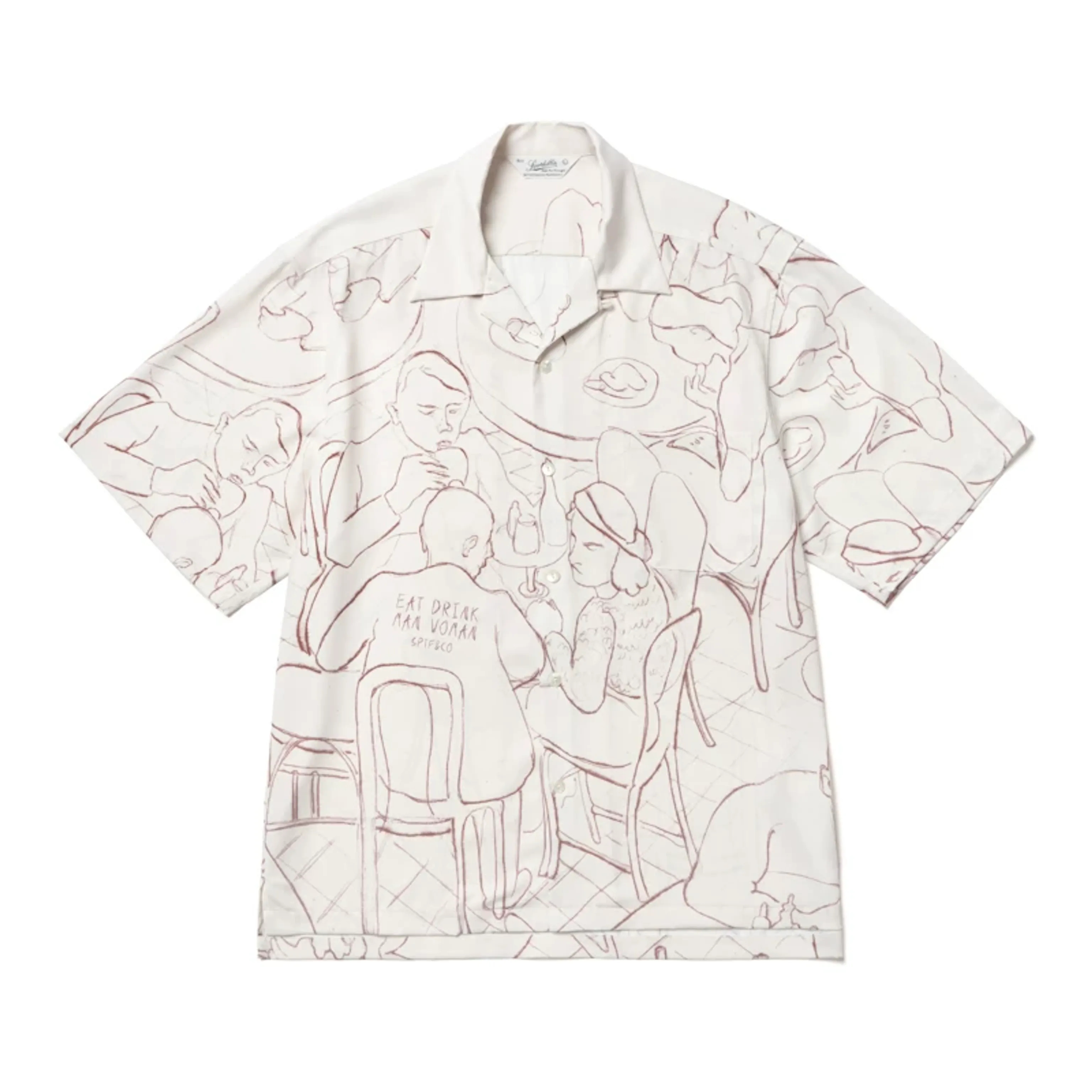 Retro Line-Drawn Cuban Collar Shirt - Image 5