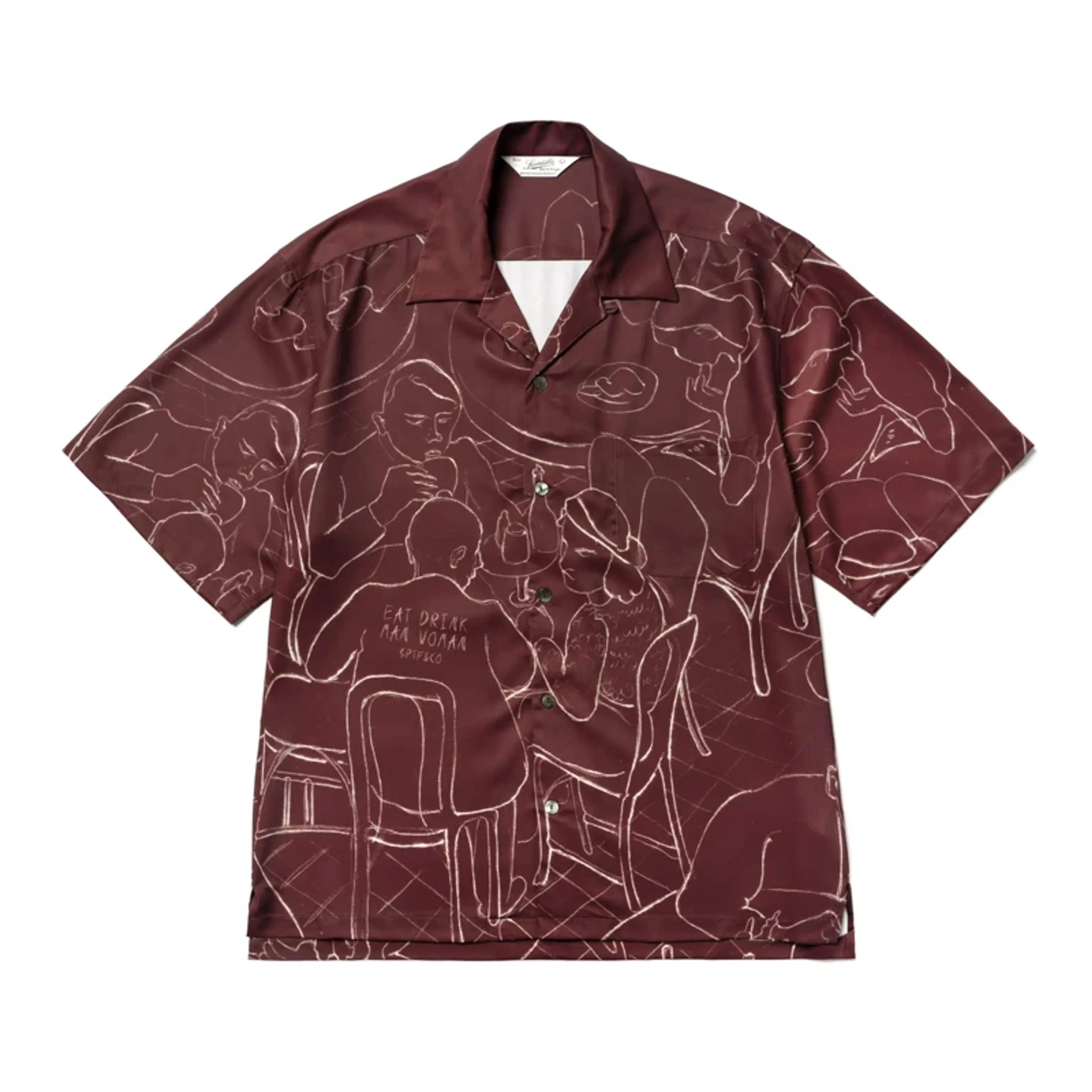 Retro Line-Drawn Cuban Collar Shirt - Image 6