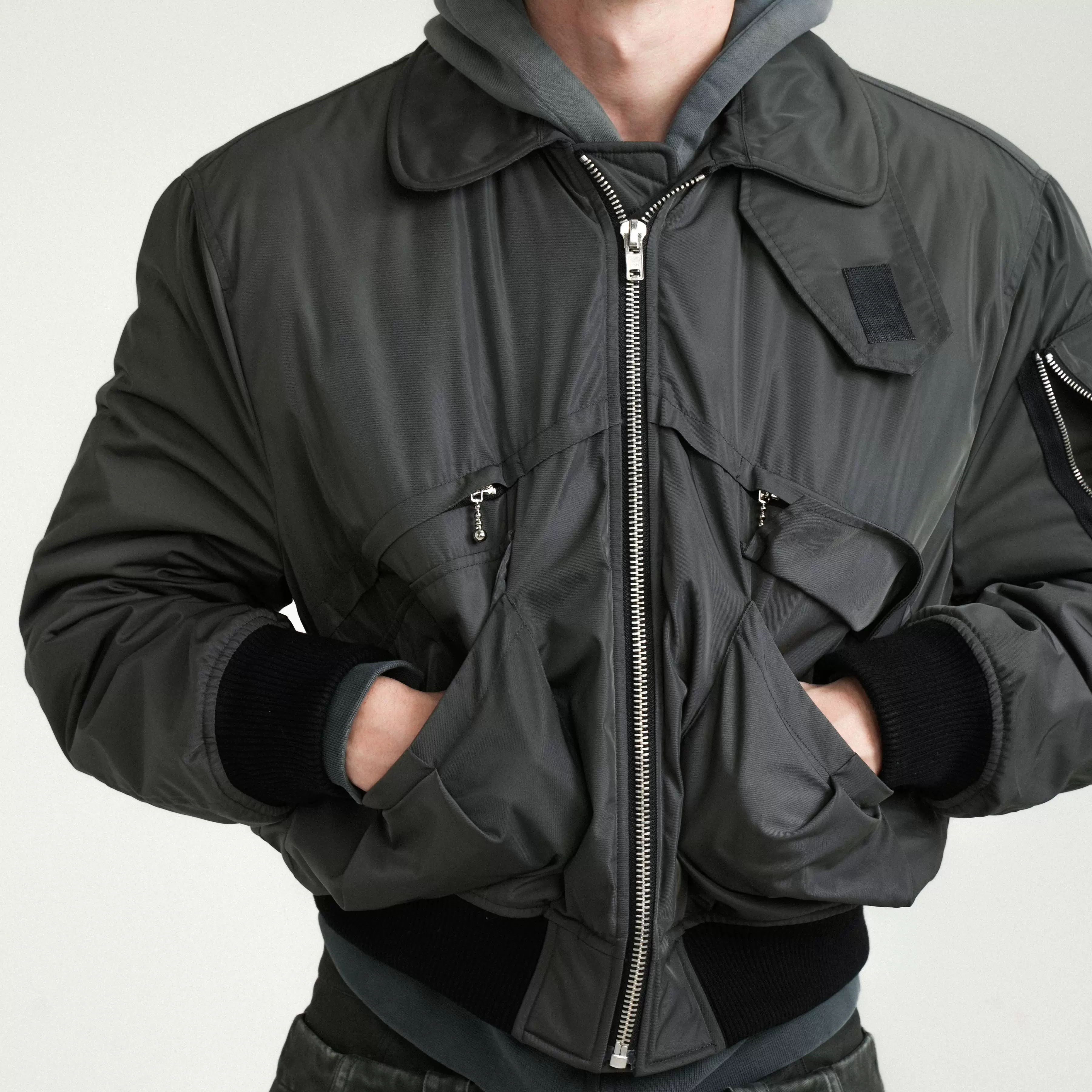 Retro Multi-Pocket Bomber Jacket - Image 4