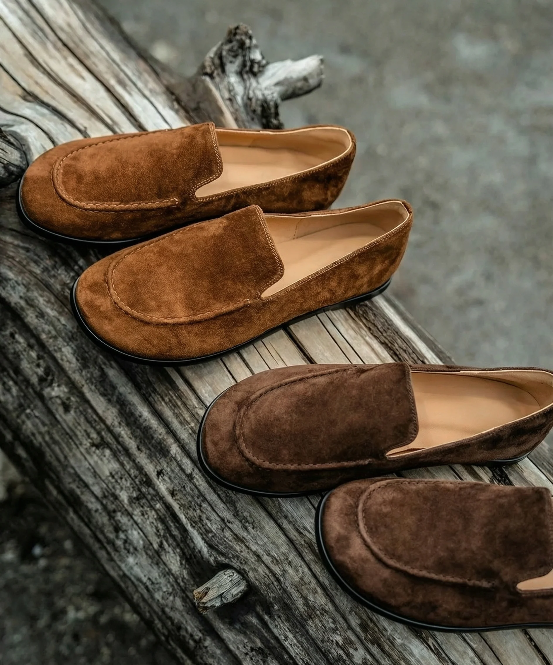Retro Sheep Suede Slip-On Loafers - Image 6