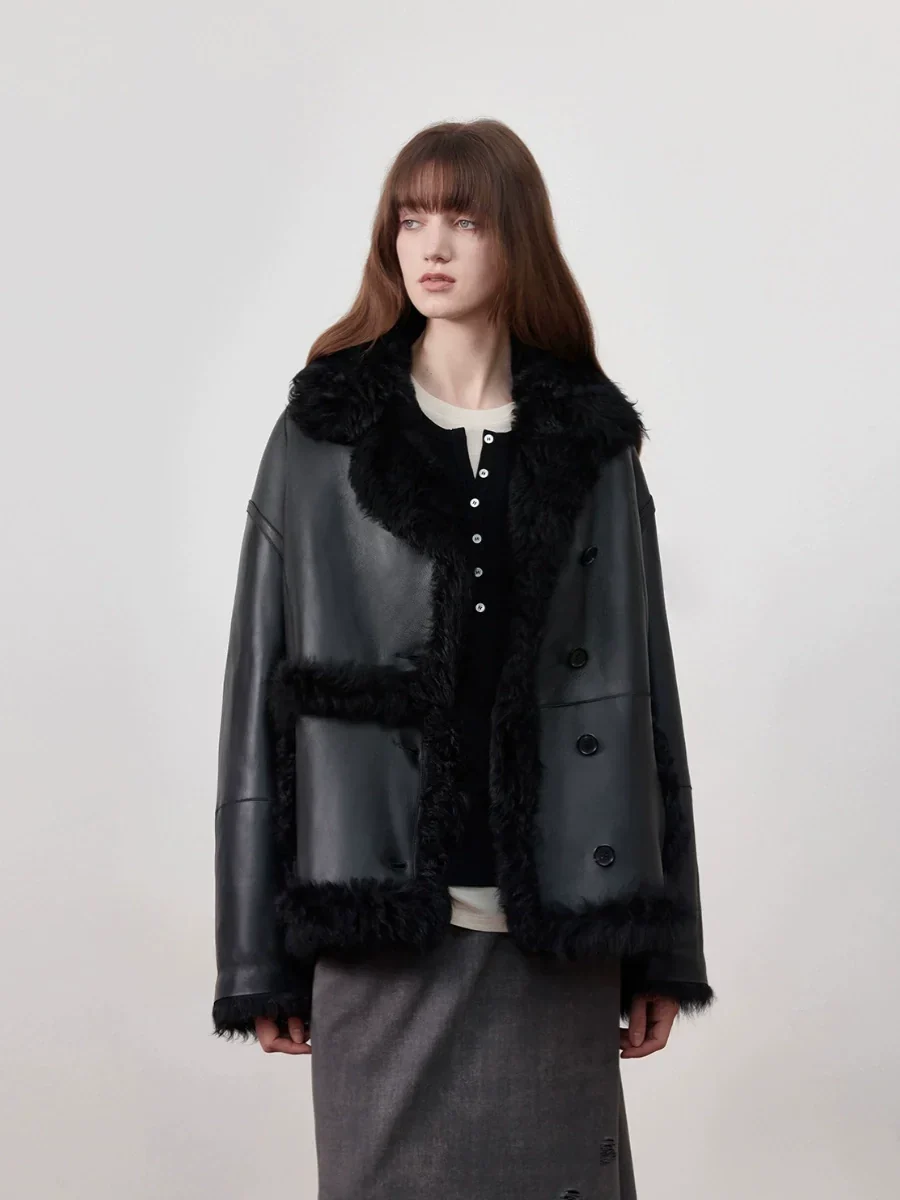 Retro Spliced Tuscan Shearling Coat - Image 4