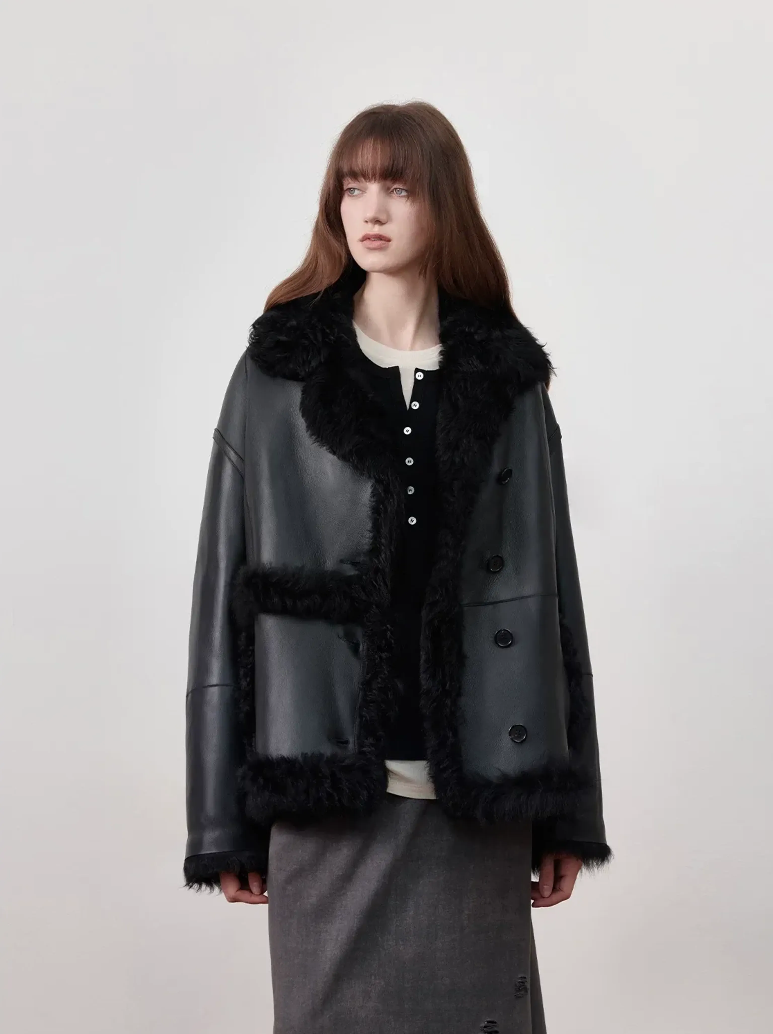 Retro Spliced Tuscan Shearling Coat - Image 6