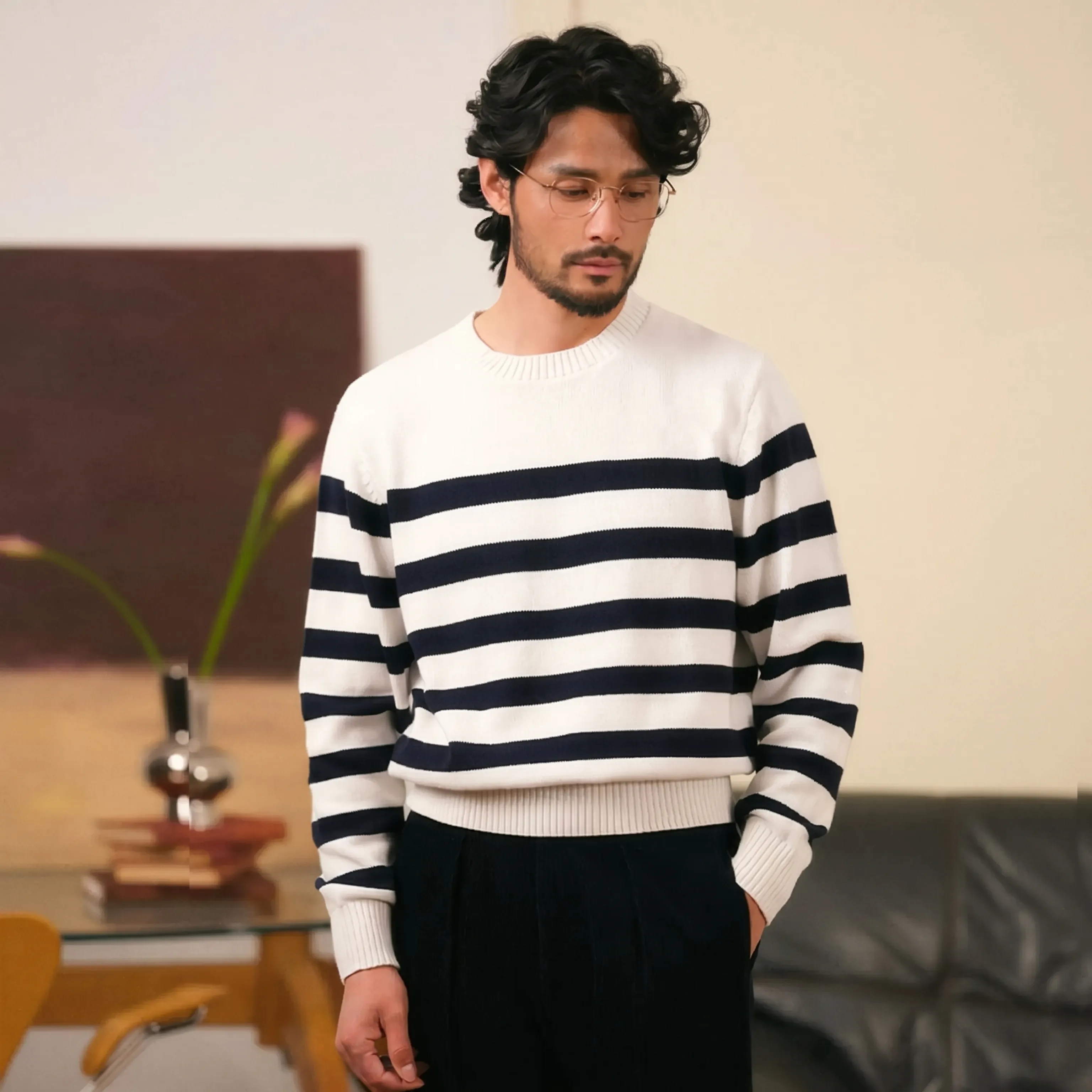 Retro Striped Crewneck Sweater - Image 6