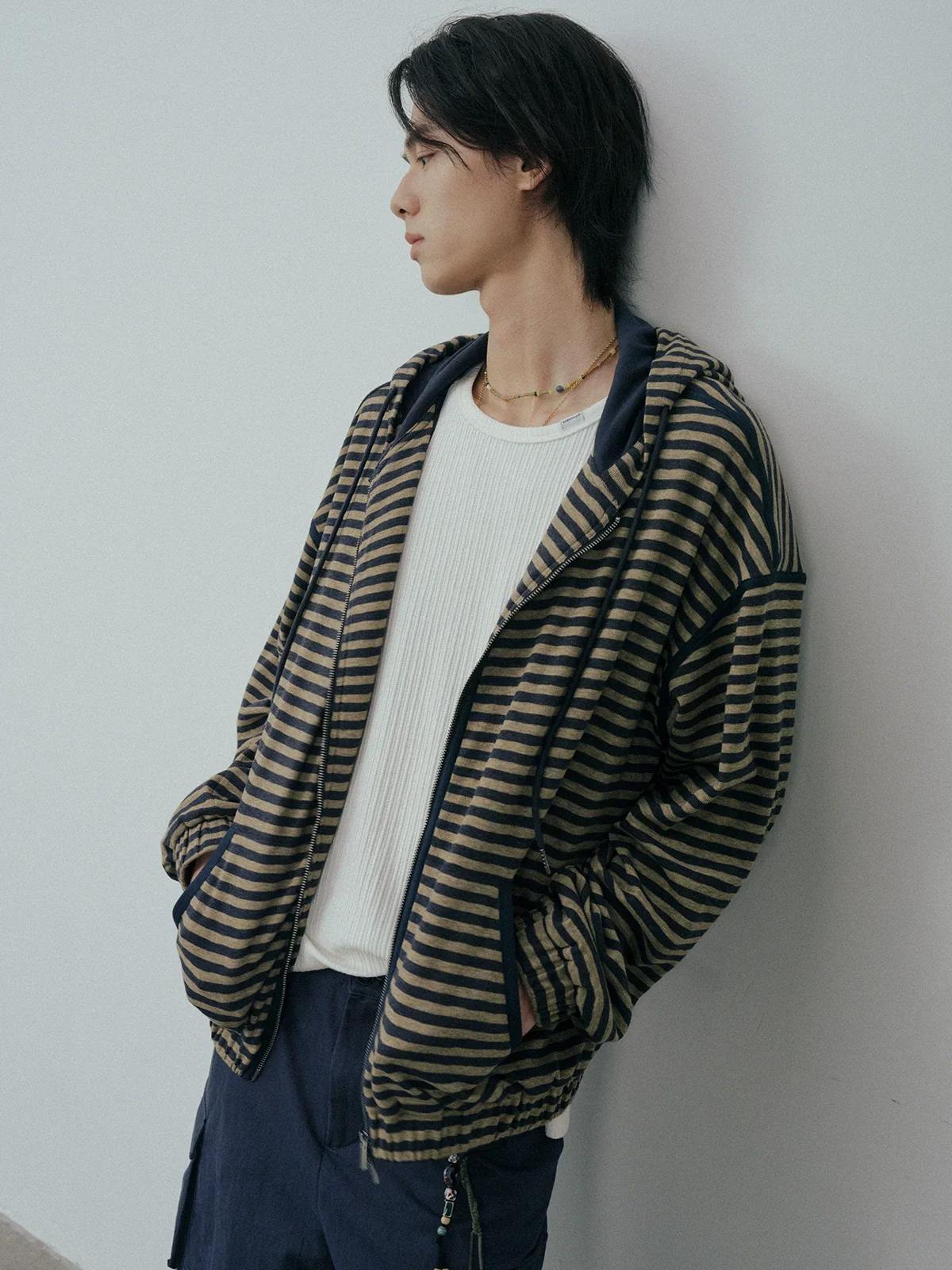 Retro Striped Zip Hoodie - Image 2