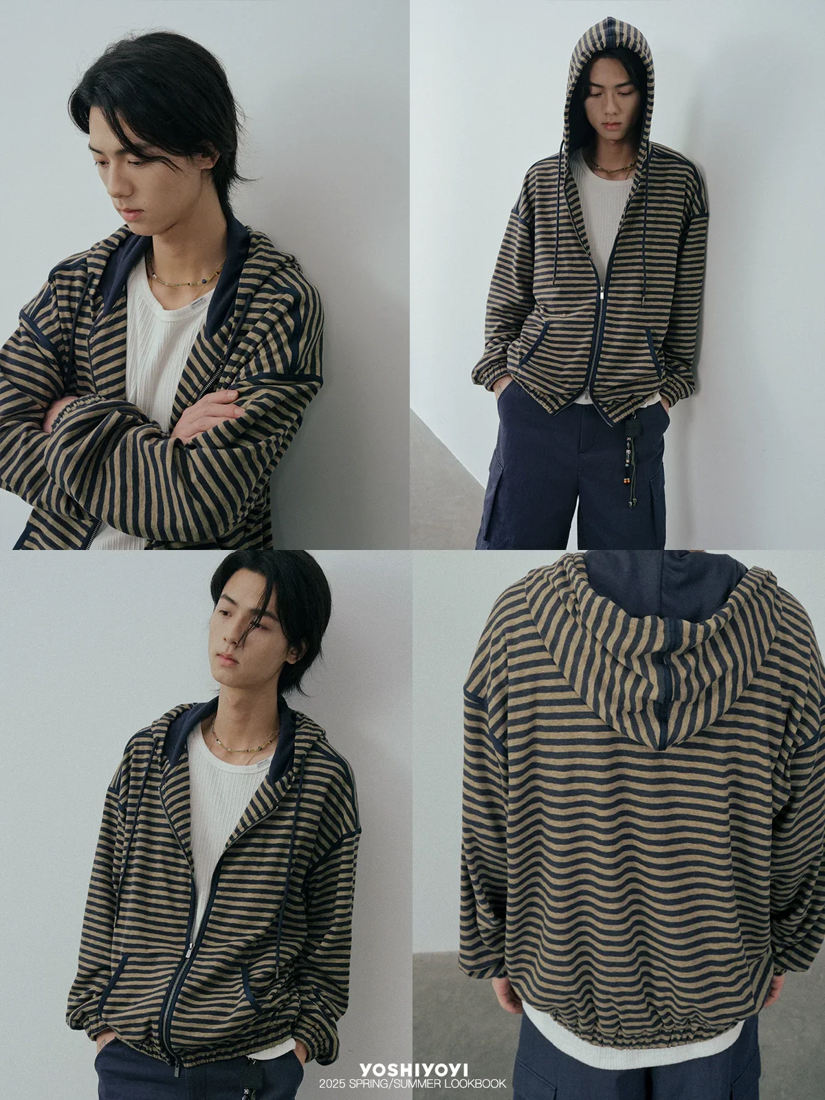 Retro Striped Zip Hoodie - Image 3