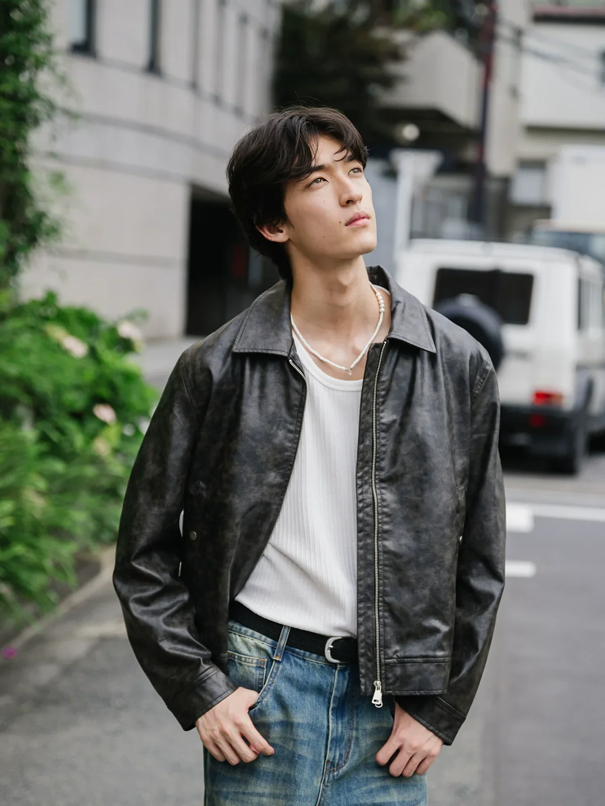 Retro Washed Faux Leather Jacket - Image 3