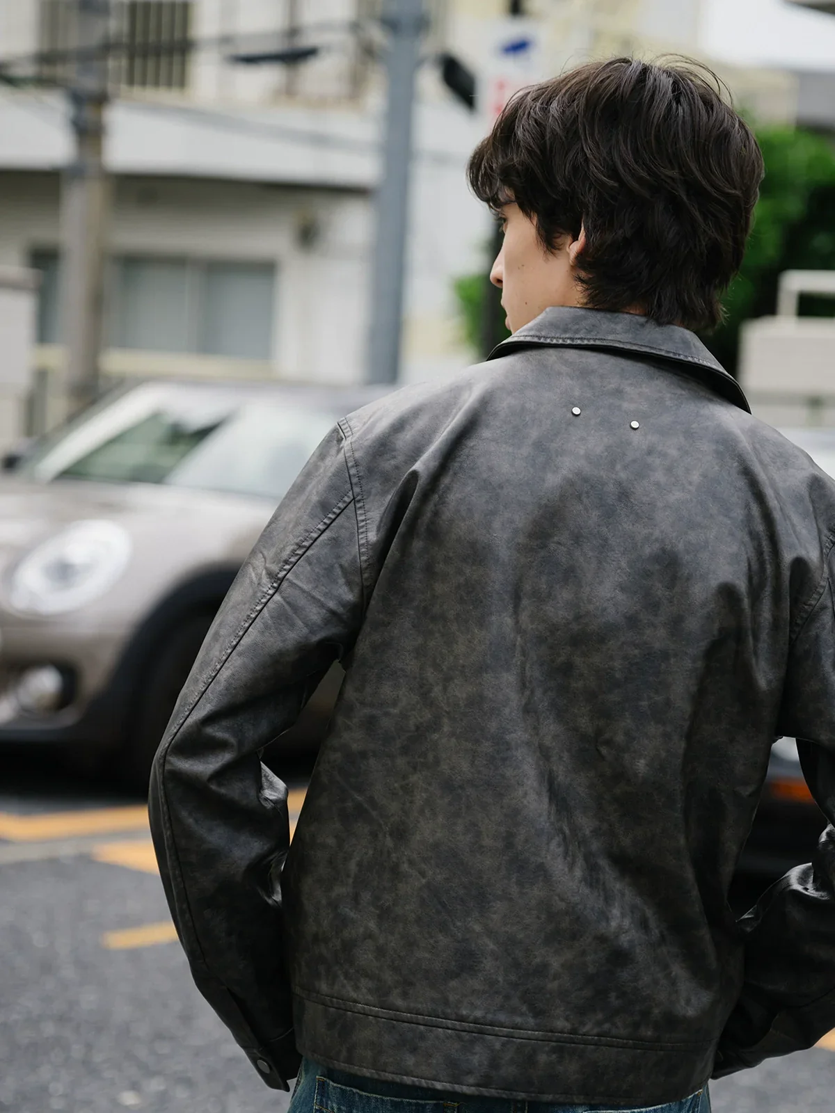 Retro Washed Faux Leather Jacket - Image 4