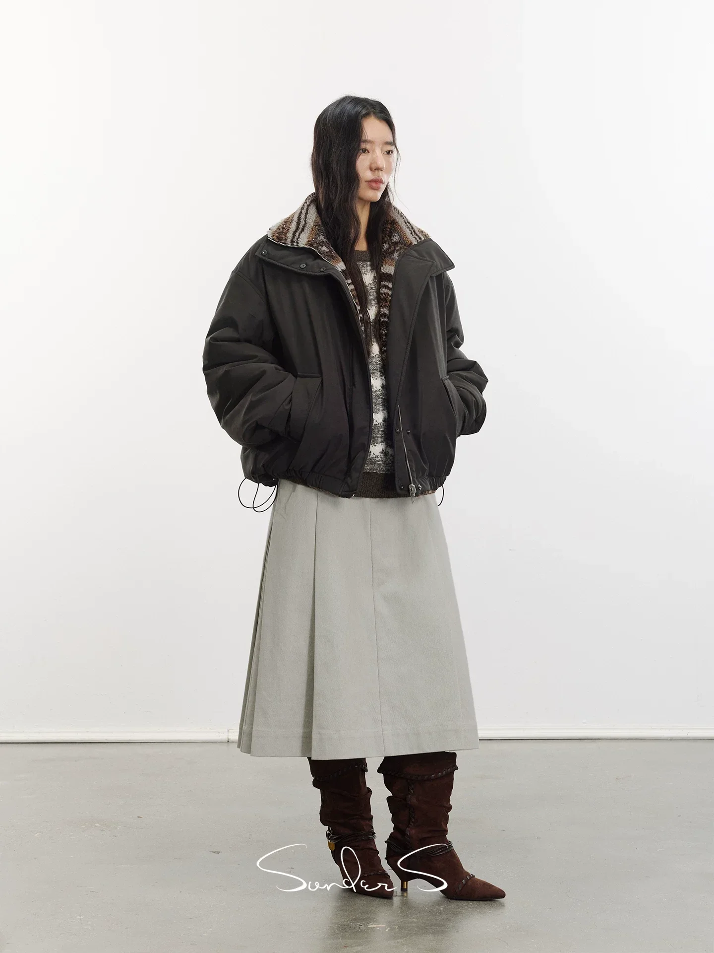 Reversible Fair Isle Fleece & Bio-Based Faux Leather Jacket - Image 3