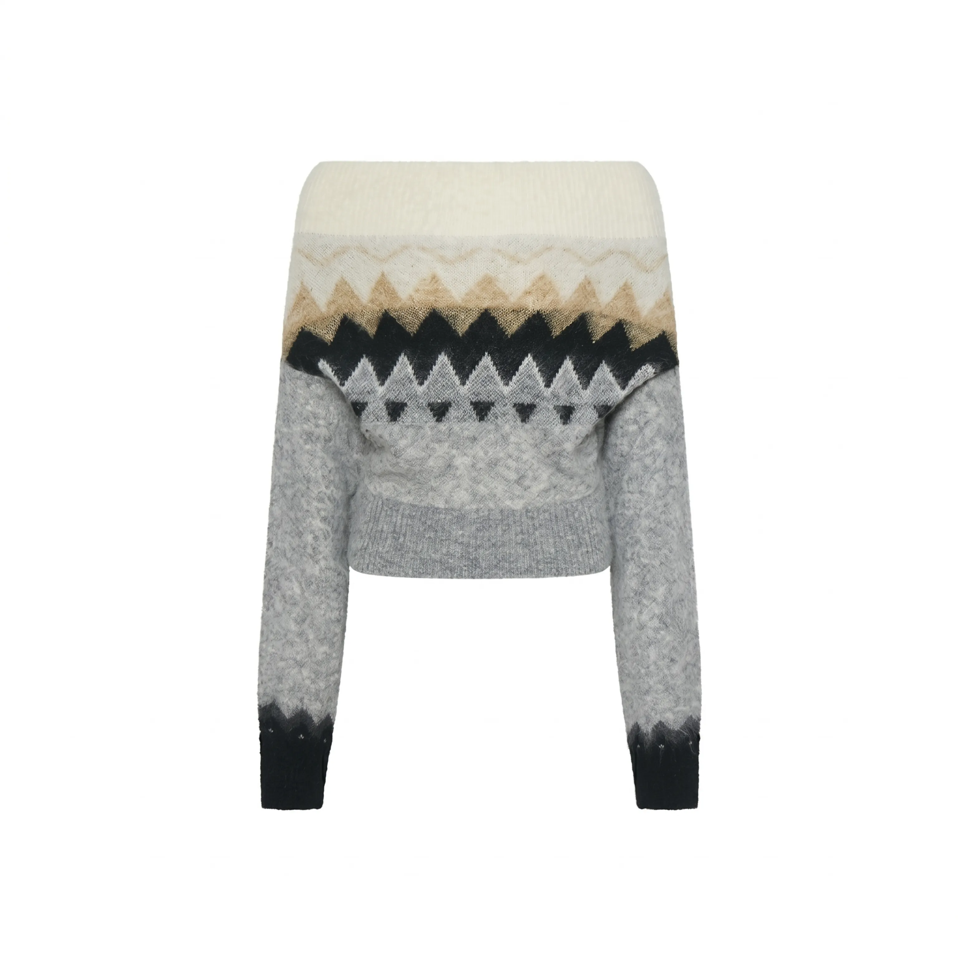 Reversible Fair Isle Off-Shoulder Sweater - Image 6