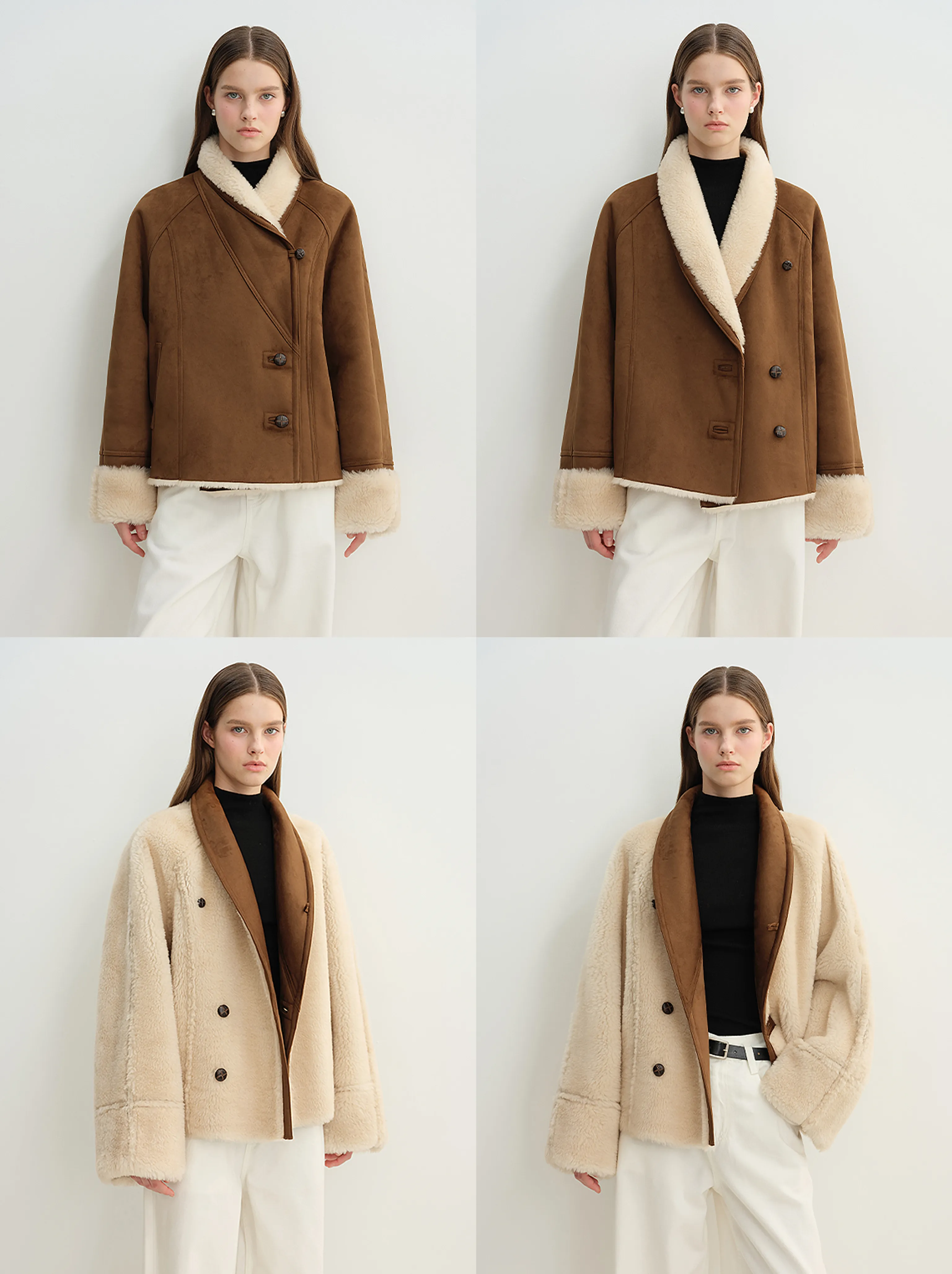 Reversible Faux Shearling Shawl Collar Jacket - Image 2