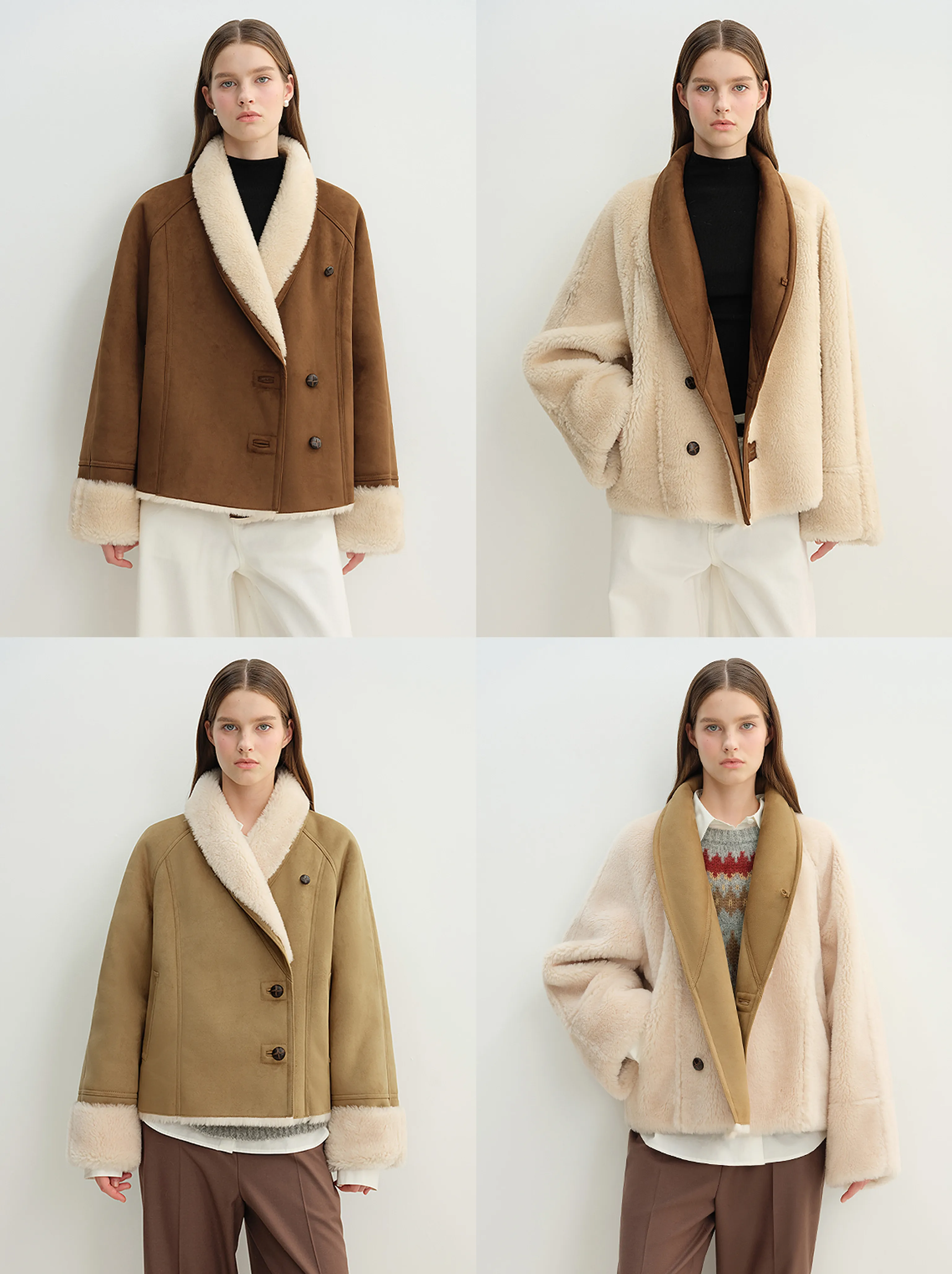 Reversible Faux Shearling Shawl Collar Jacket - Image 4