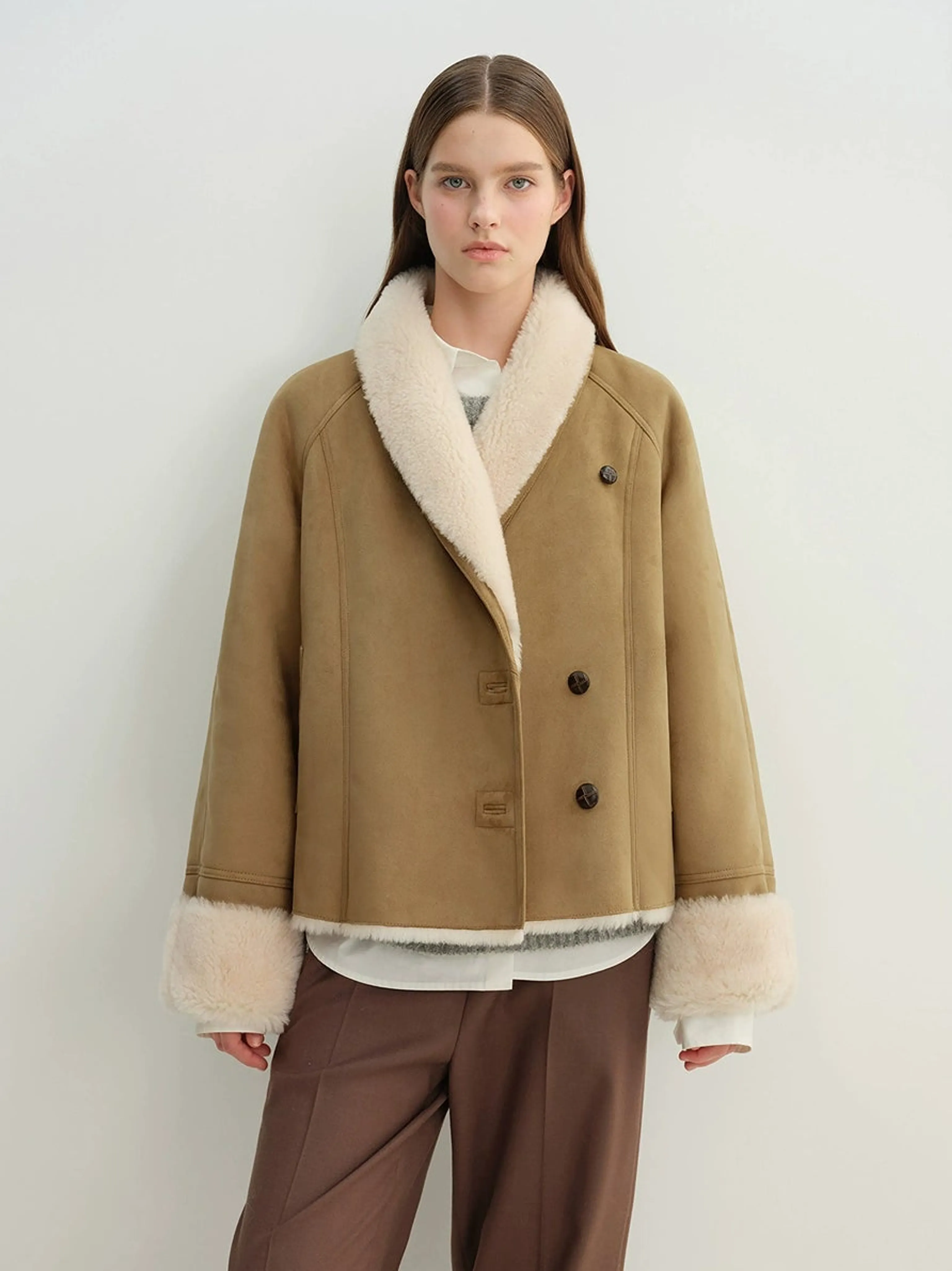 Reversible Faux Shearling Shawl Collar Jacket - Image 6