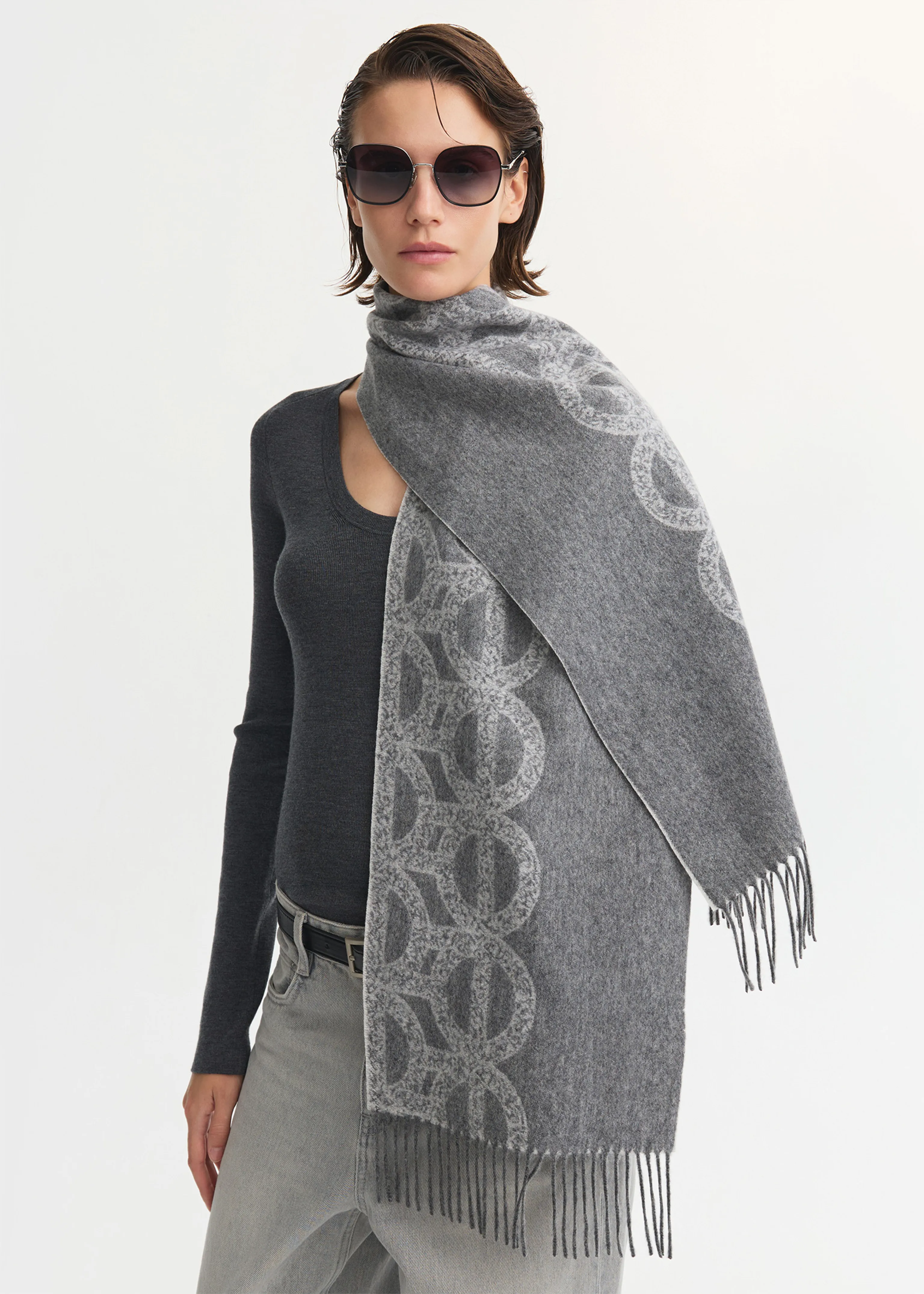Reversible Jacquard Lambswool Scarf