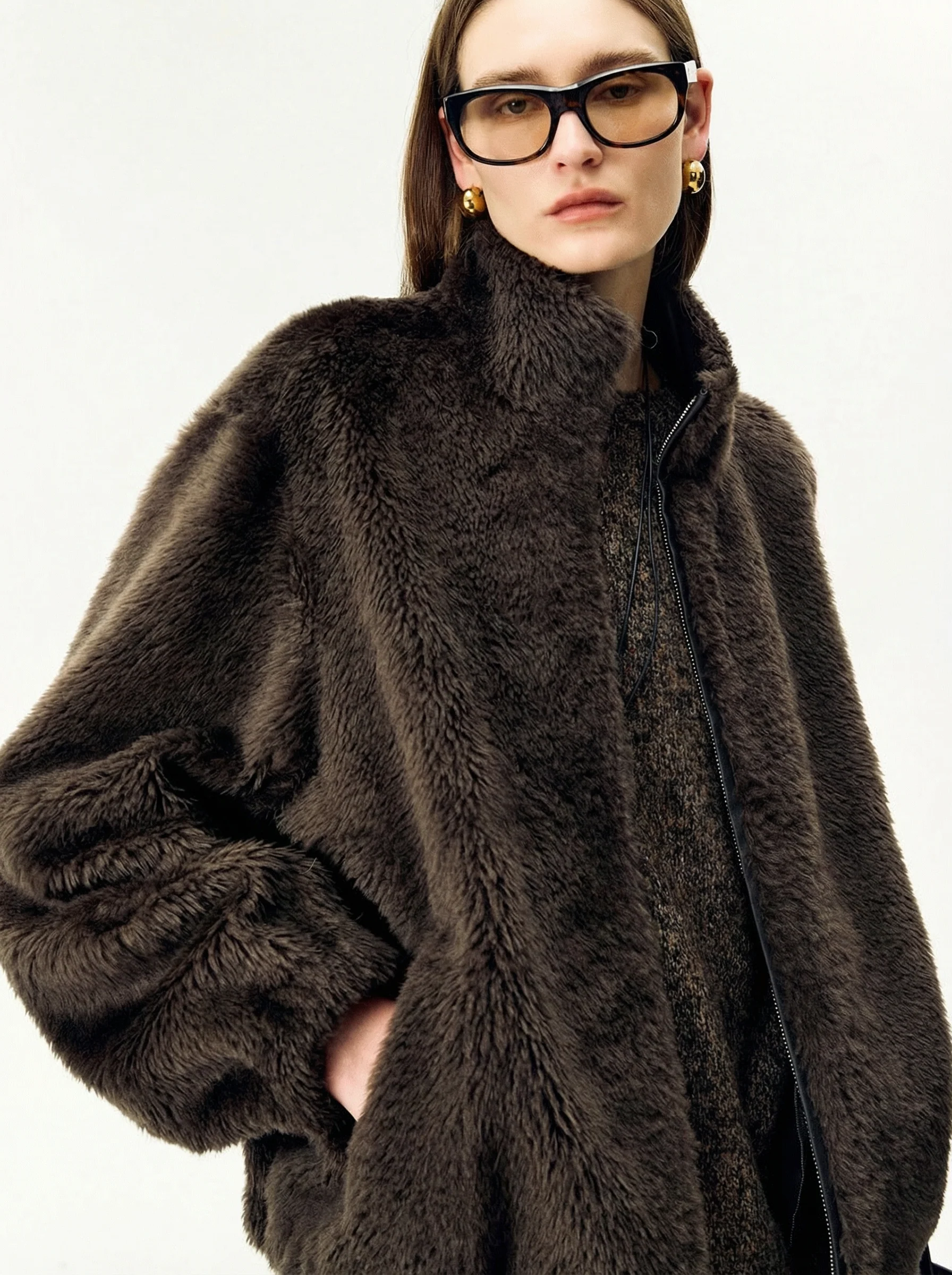 Reversible Merino Shearling Stand-Collar Jacket