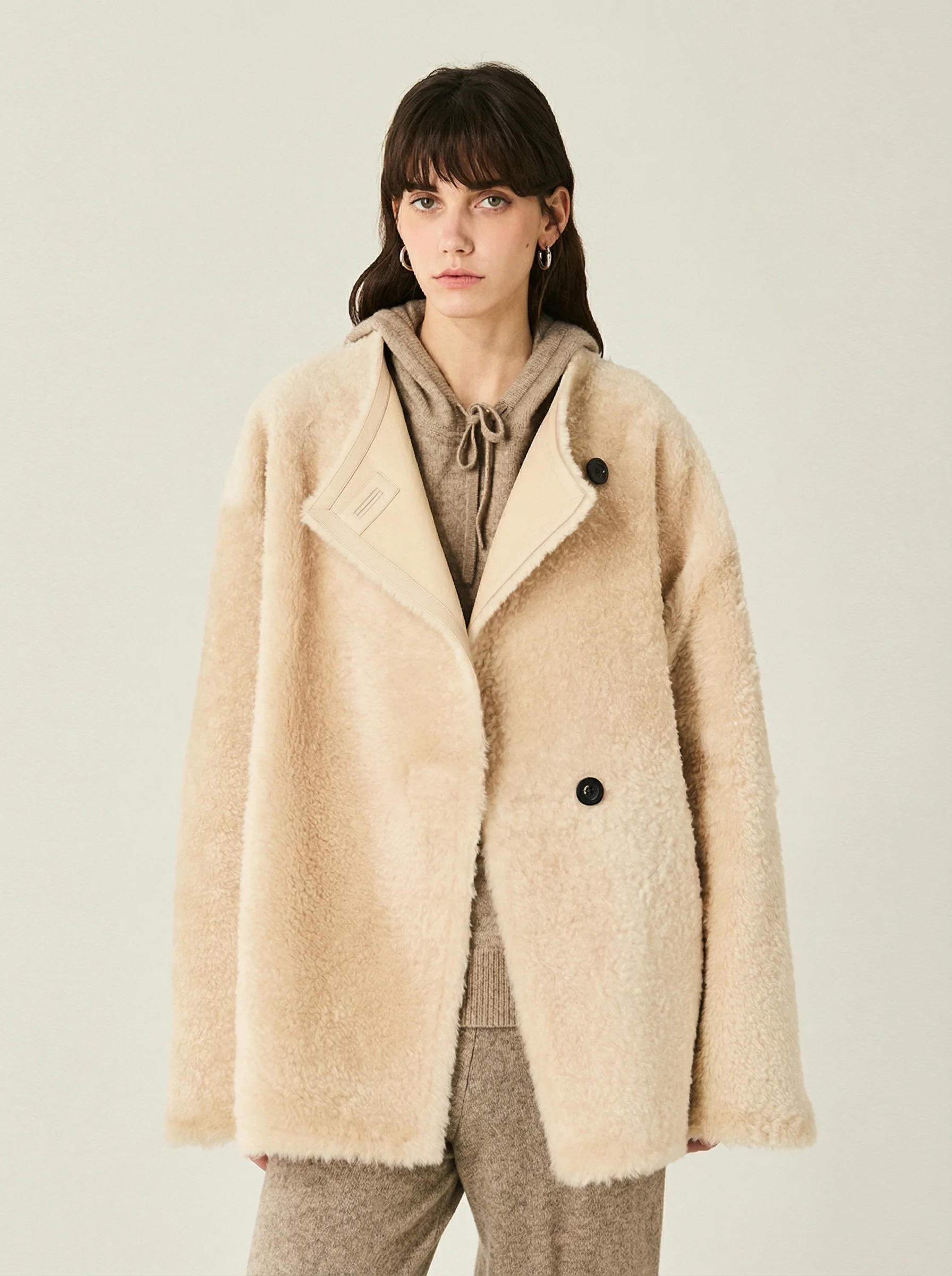 Reversible Merino Shearling Wrap Coat - Image 2